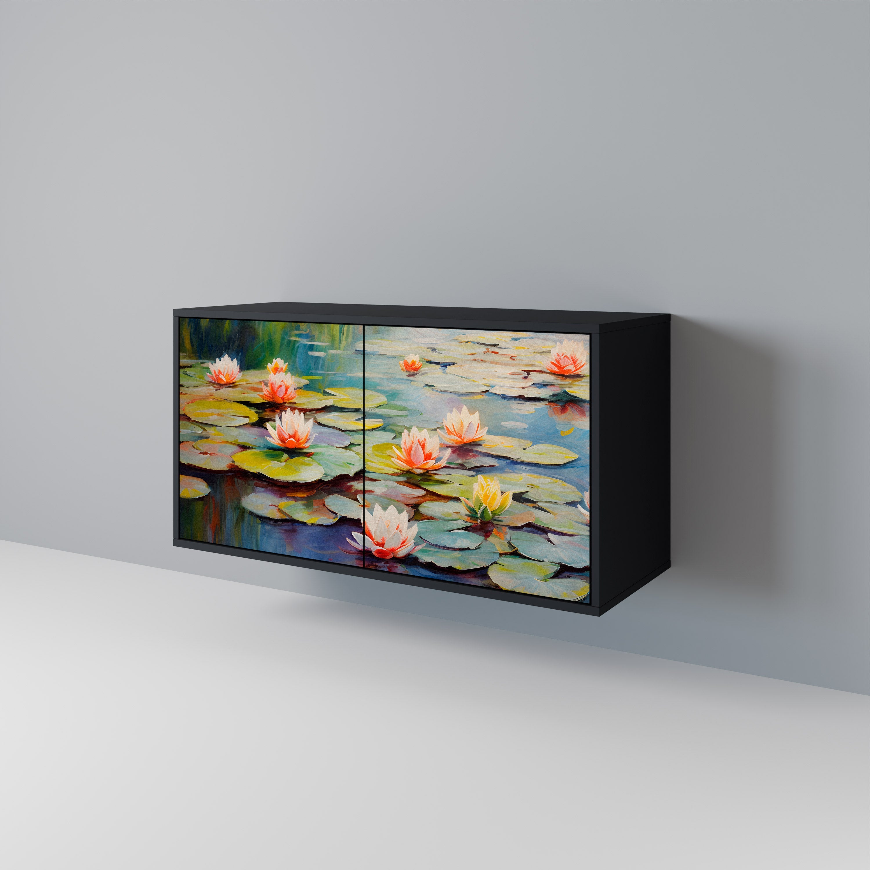 Μπουφές BLOOMING WATERS με 2 πόρτες σε μαύρο φινίρισμα