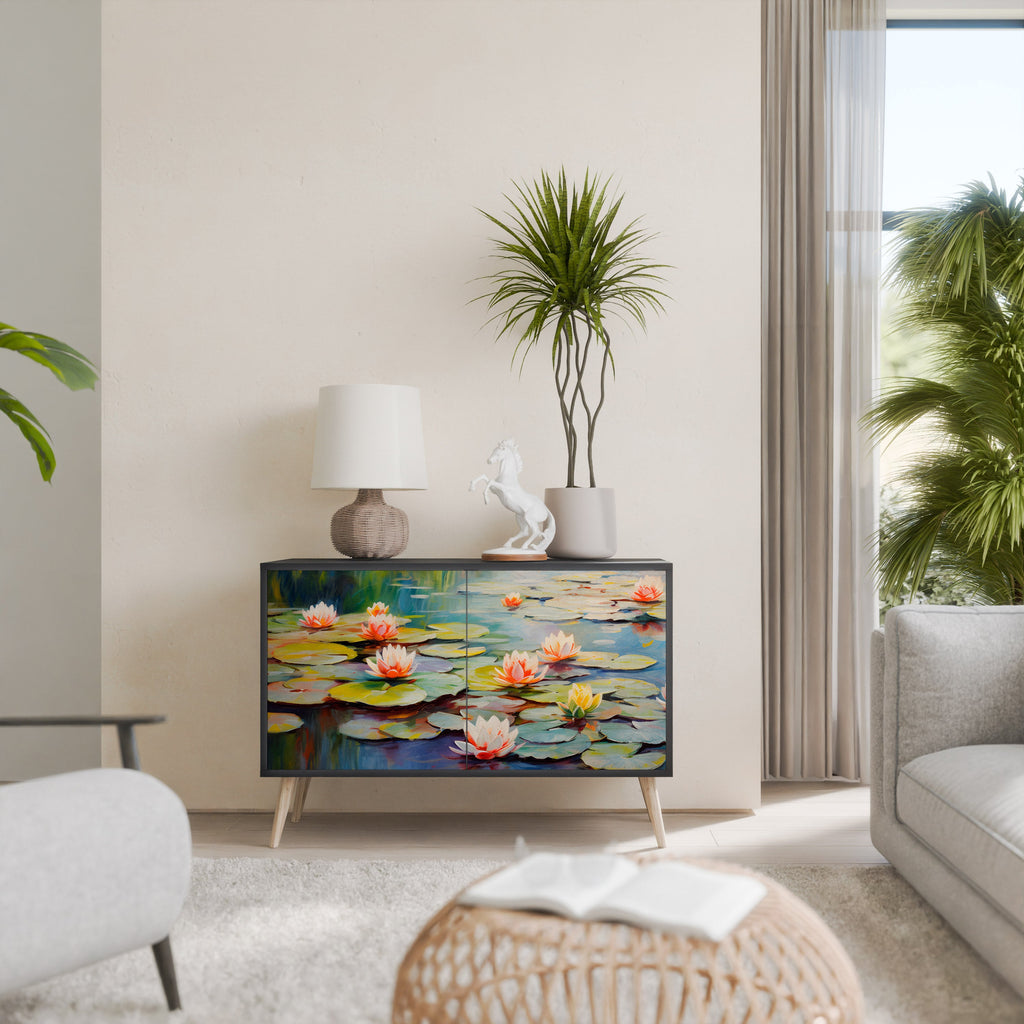 Μπουφές BLOOMING WATERS με 2 πόρτες σε μαύρο φινίρισμα