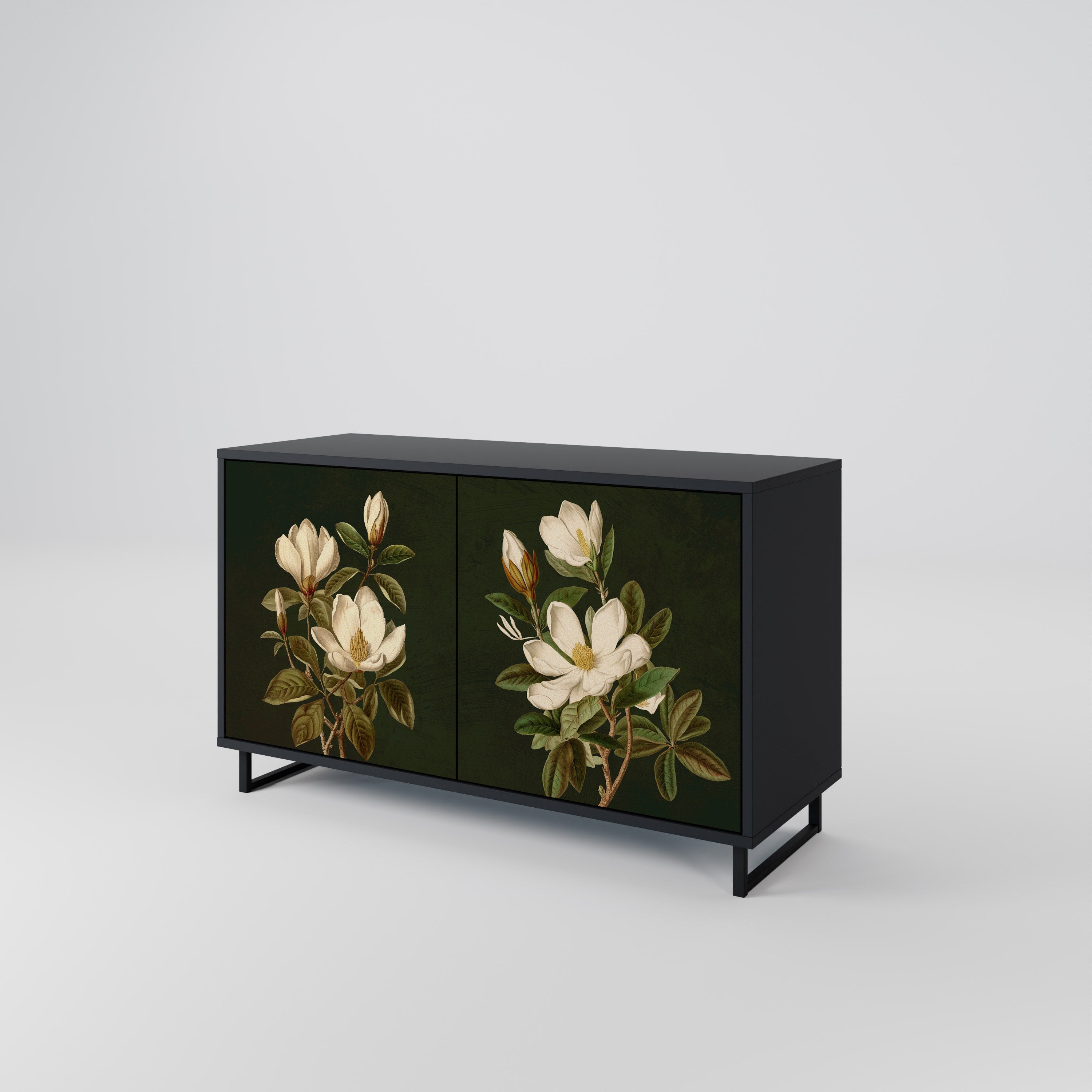 Μπουφές FLORAL NOIR με 2 πόρτες σε μαύρο φινίρισμα