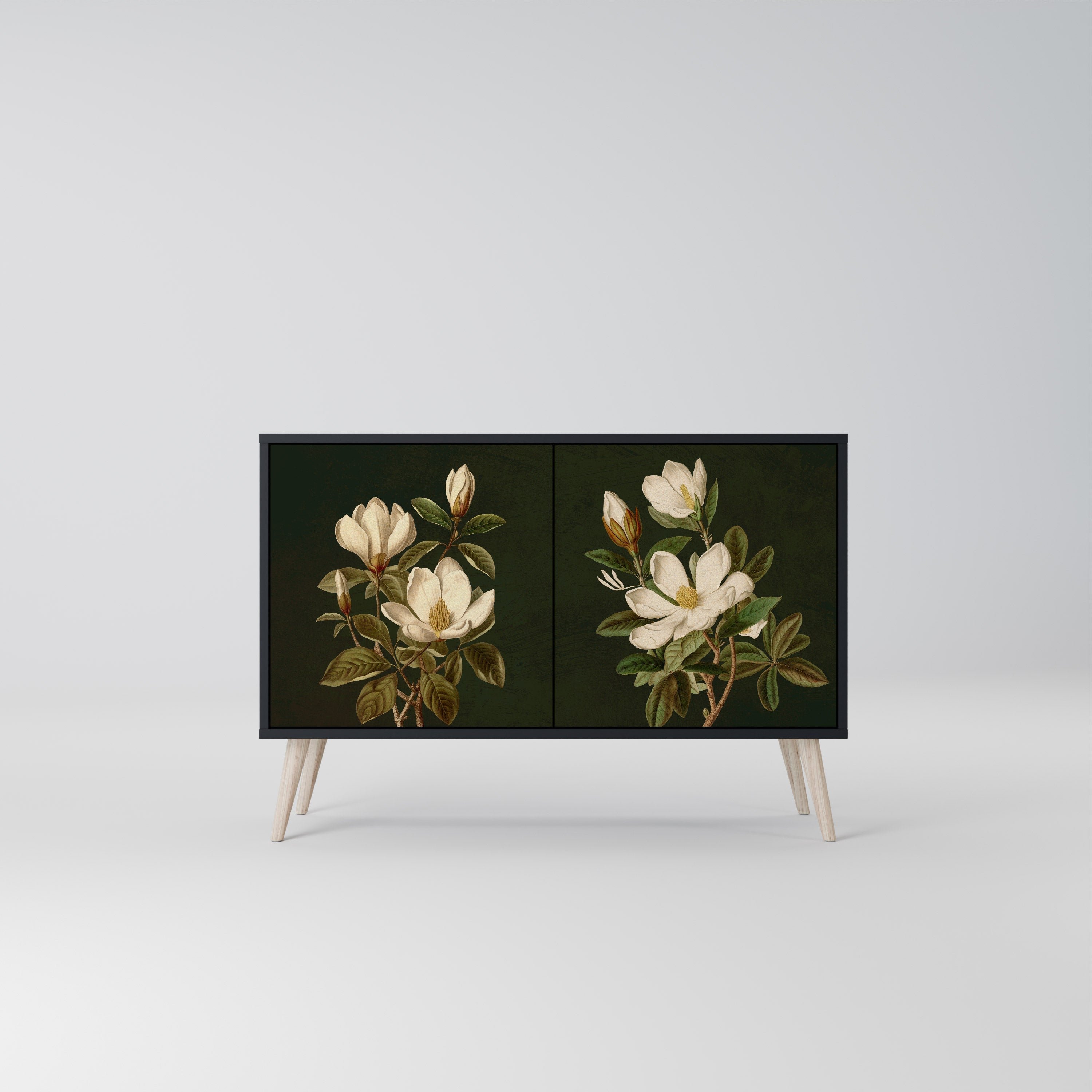 Μπουφές FLORAL NOIR με 2 πόρτες σε μαύρο φινίρισμα