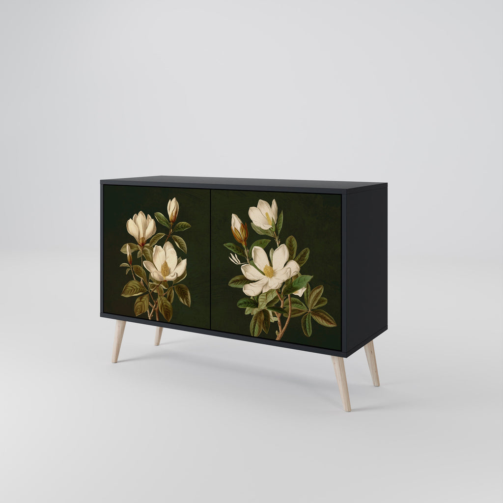 Μπουφές FLORAL NOIR με 2 πόρτες σε μαύρο φινίρισμα