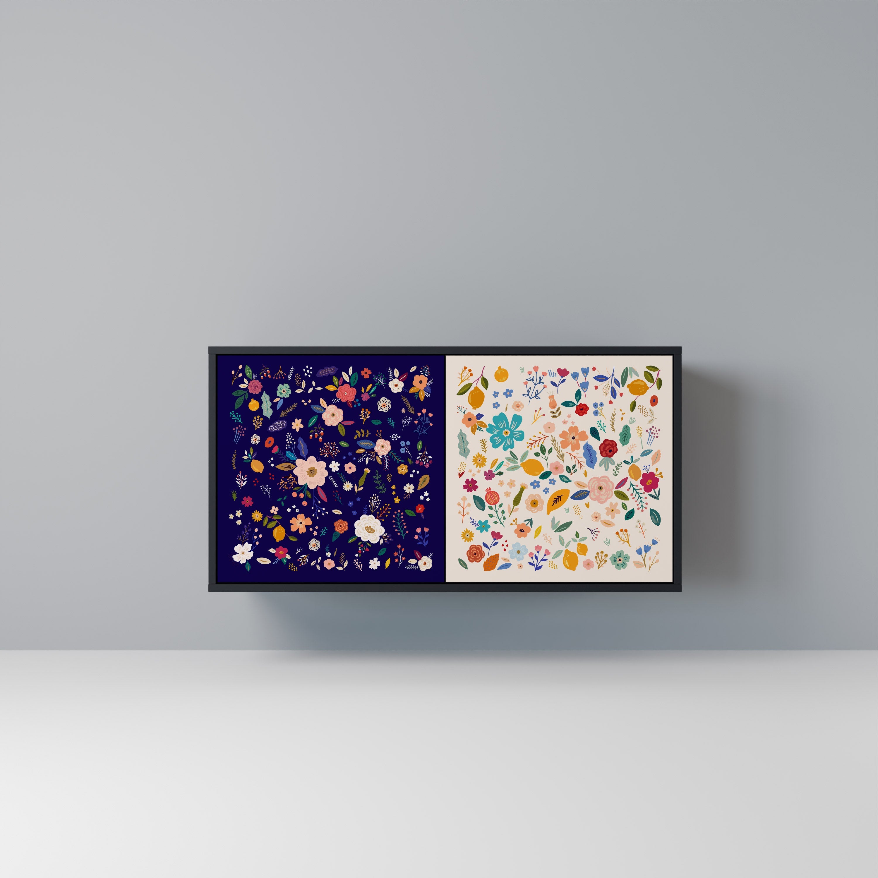 FLORAL COMBINATION Μπουφές 2 θυρών σε μαύρο φινίρισμα
