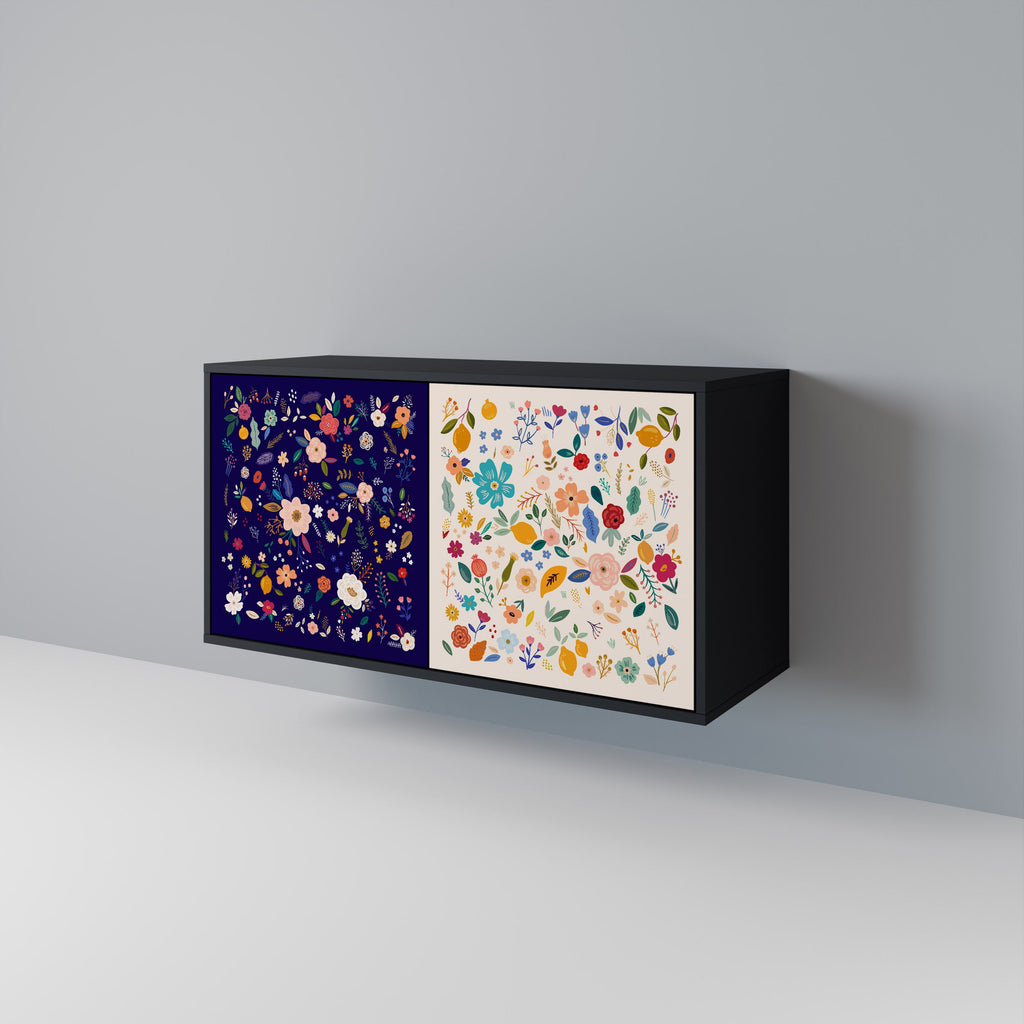 FLORAL COMBINATION Μπουφές 2 θυρών σε μαύρο φινίρισμα