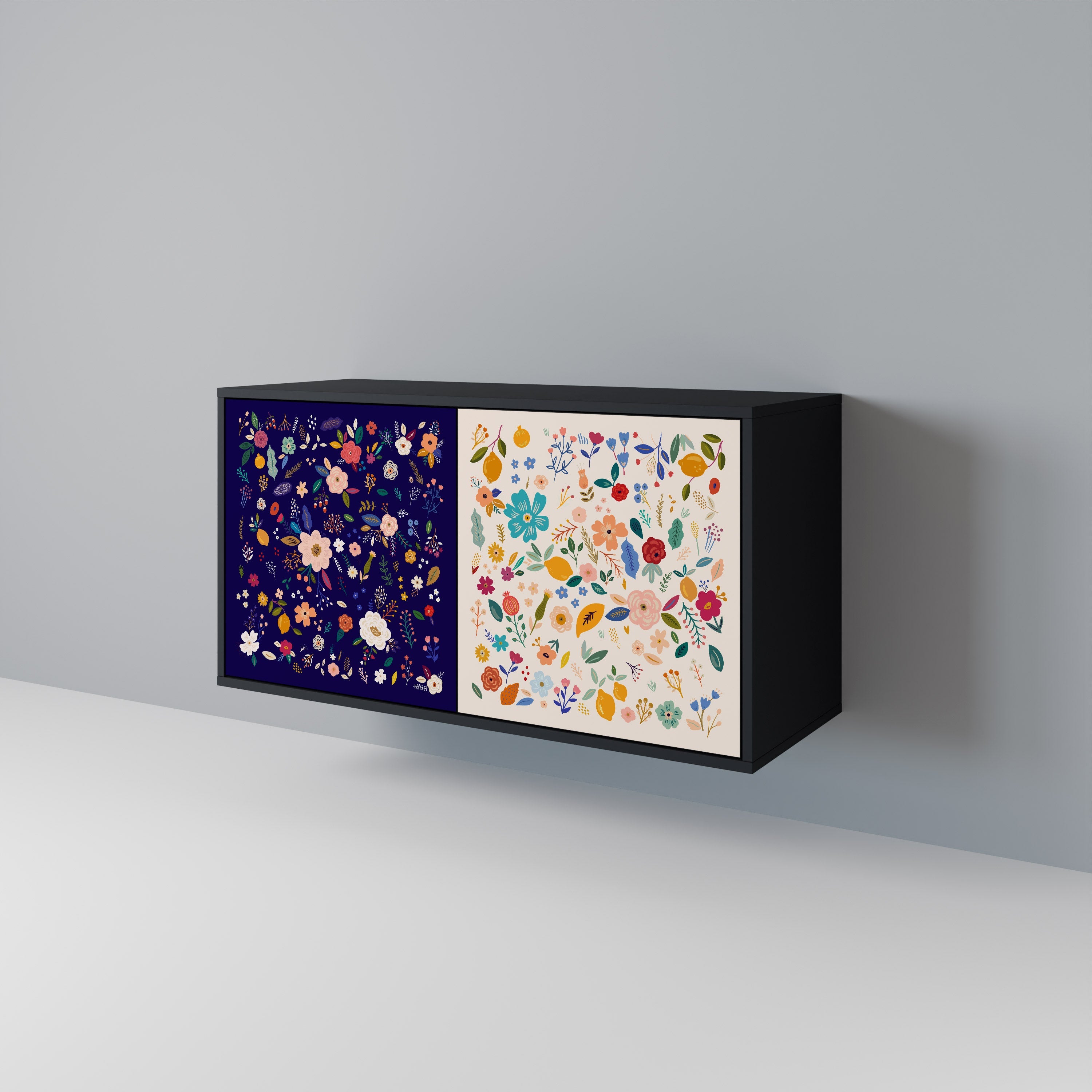 FLORAL COMBINATION Μπουφές 2 θυρών σε μαύρο φινίρισμα
