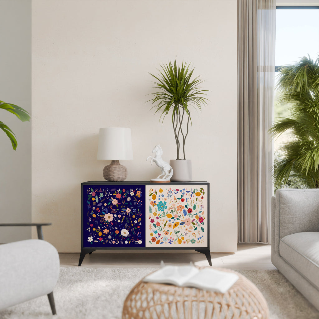 FLORAL COMBINATION Μπουφές 2 θυρών σε μαύρο φινίρισμα