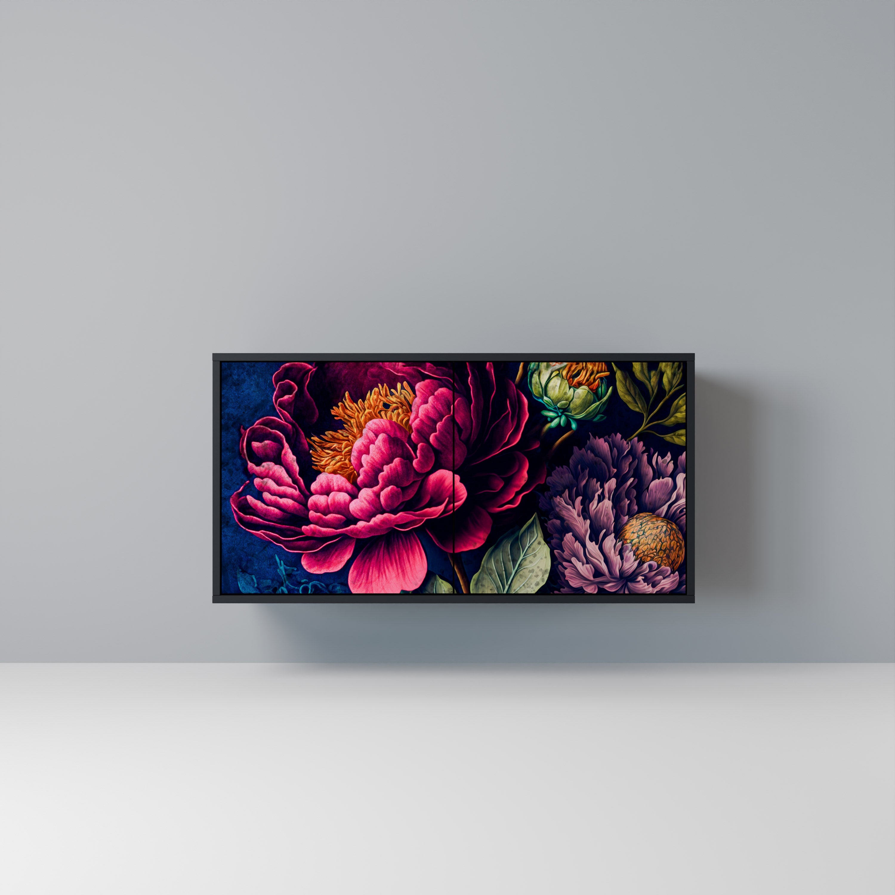 Μπουφές BLOOMING ELEGANCE με 2 πόρτες σε μαύρο φινίρισμα