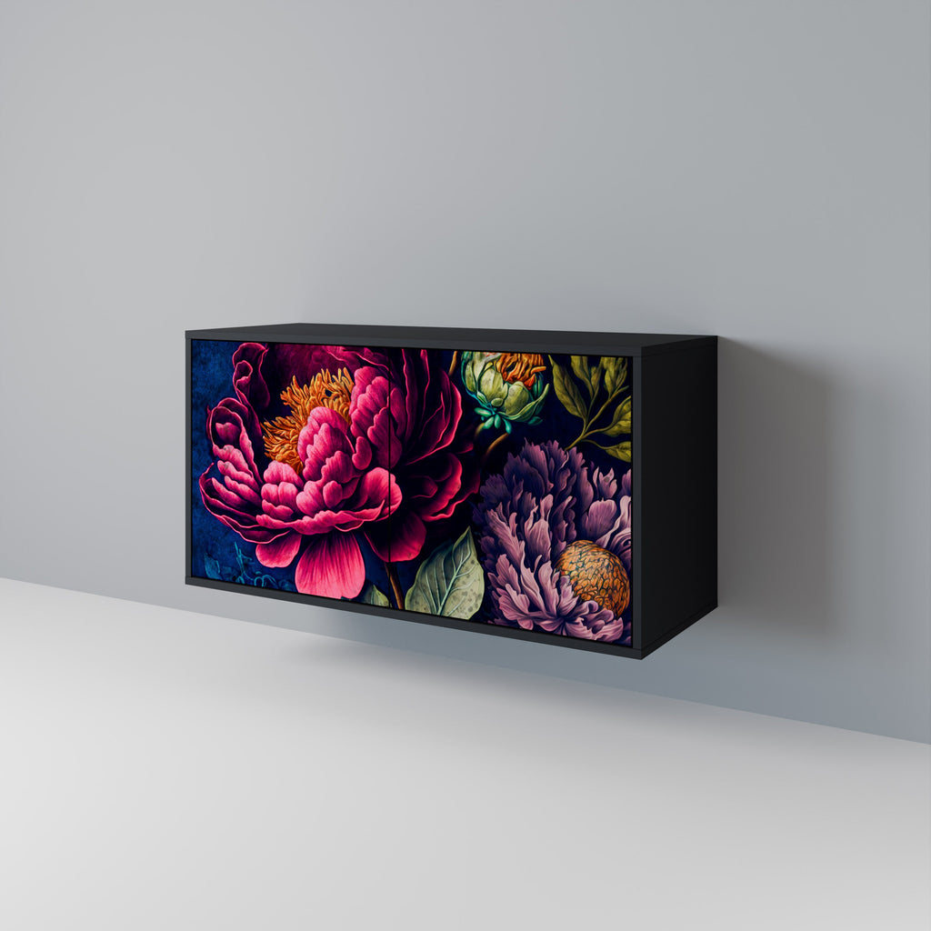 Μπουφές BLOOMING ELEGANCE με 2 πόρτες σε μαύρο φινίρισμα