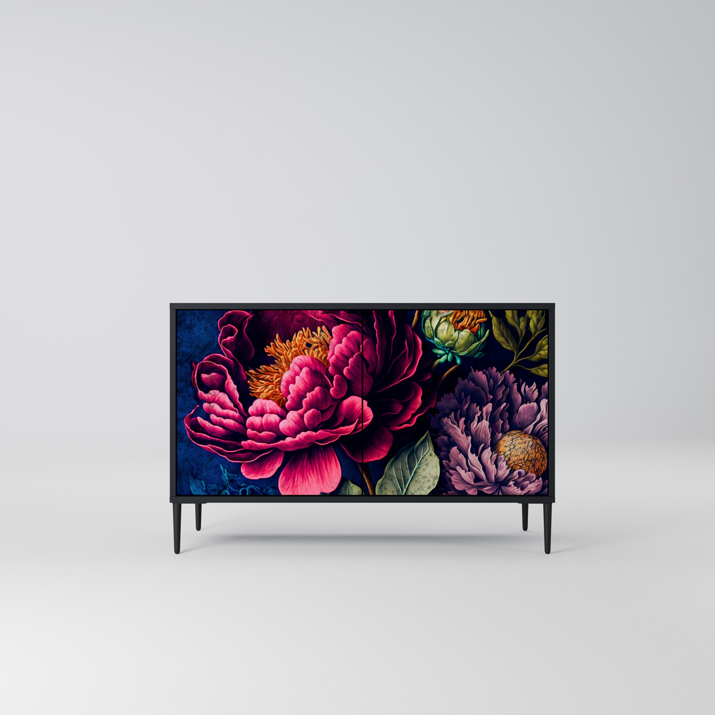 Μπουφές BLOOMING ELEGANCE με 2 πόρτες σε μαύρο φινίρισμα