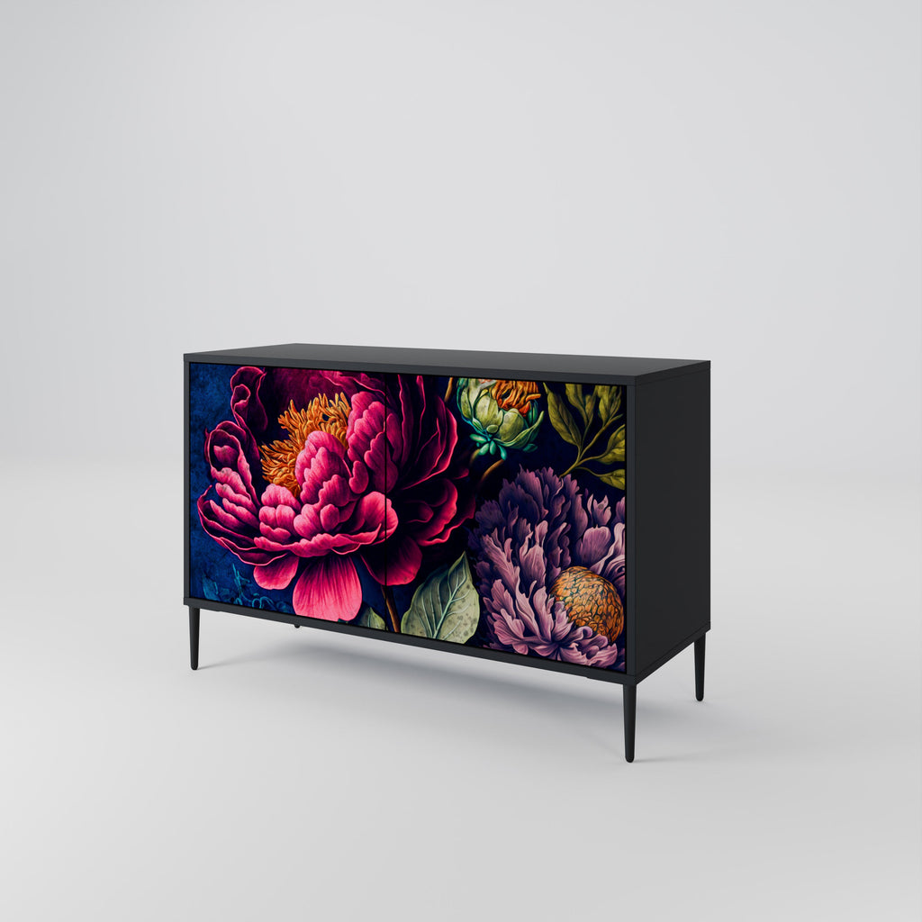 Μπουφές BLOOMING ELEGANCE με 2 πόρτες σε μαύρο φινίρισμα