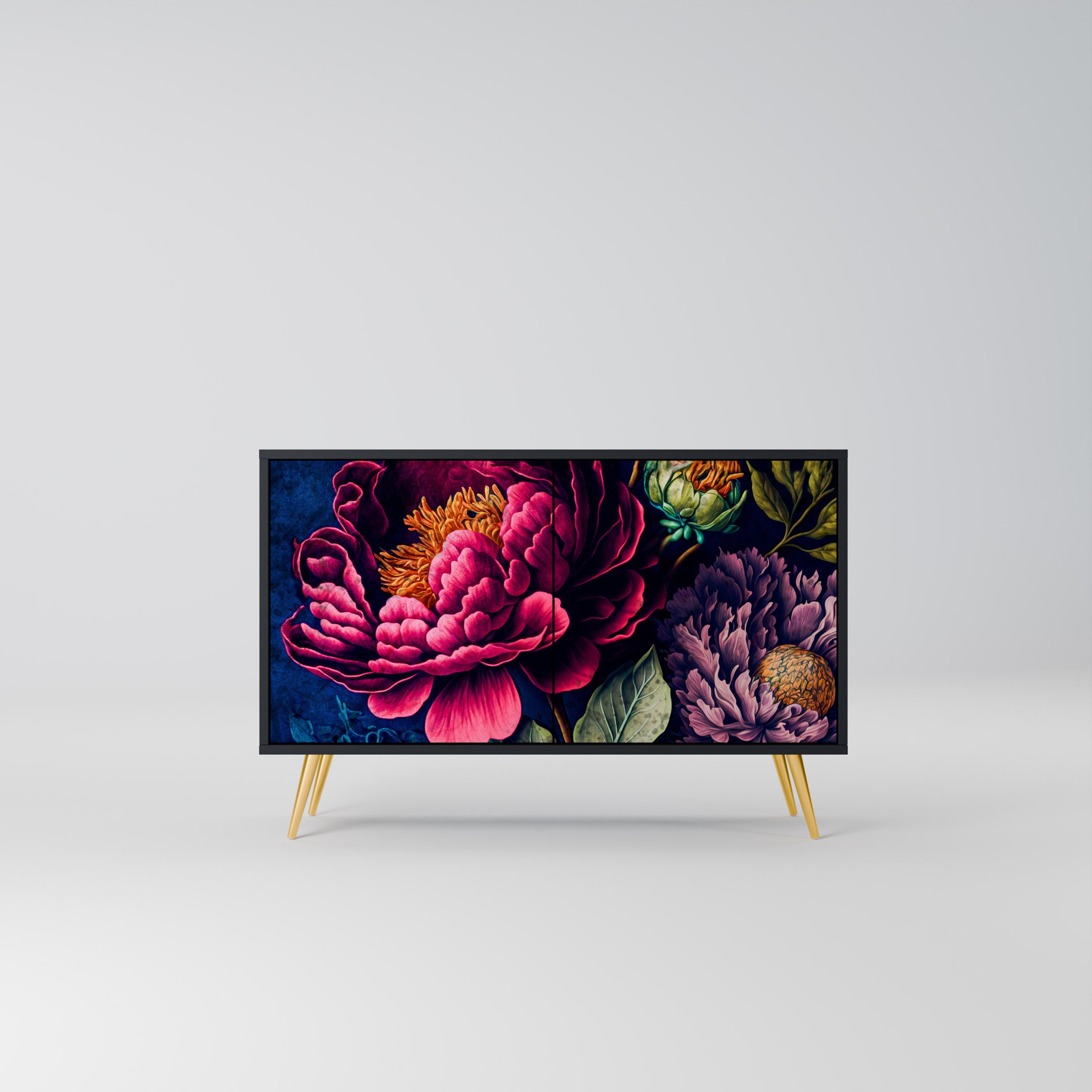 Μπουφές BLOOMING ELEGANCE με 2 πόρτες σε μαύρο φινίρισμα