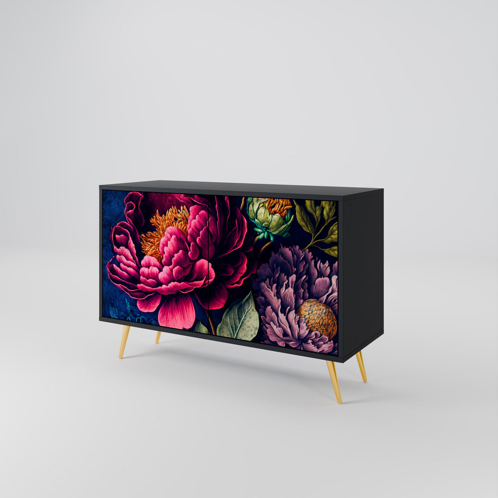 Μπουφές BLOOMING ELEGANCE με 2 πόρτες σε μαύρο φινίρισμα