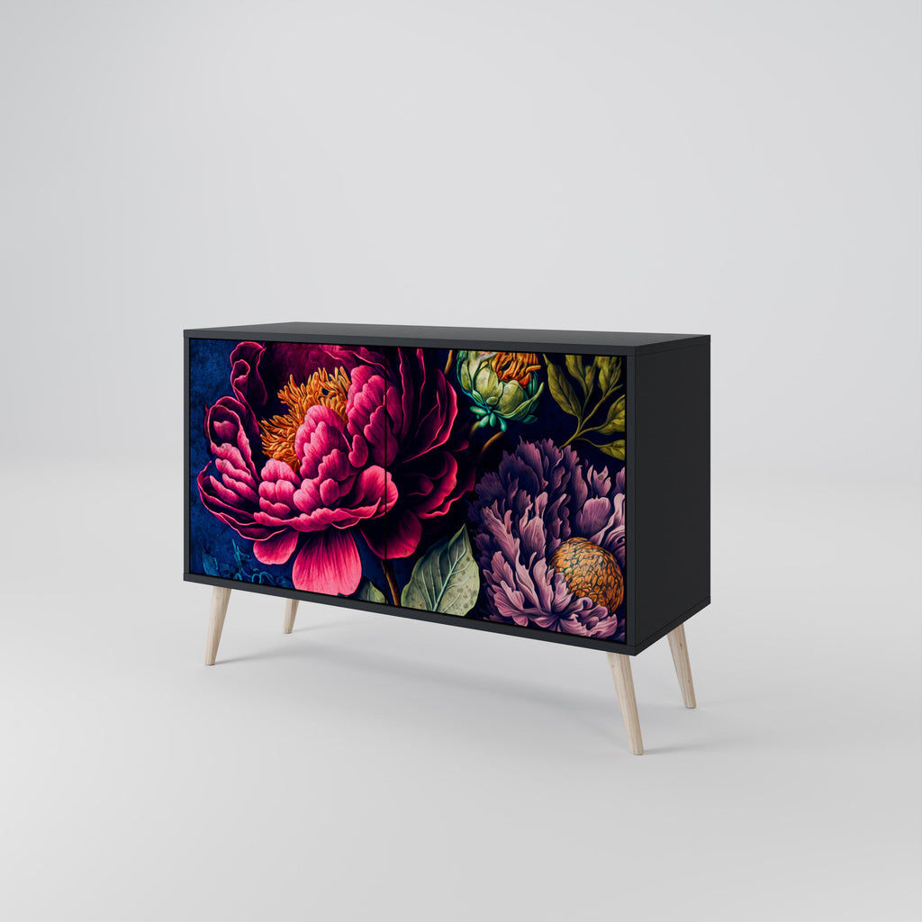 Μπουφές BLOOMING ELEGANCE με 2 πόρτες σε μαύρο φινίρισμα