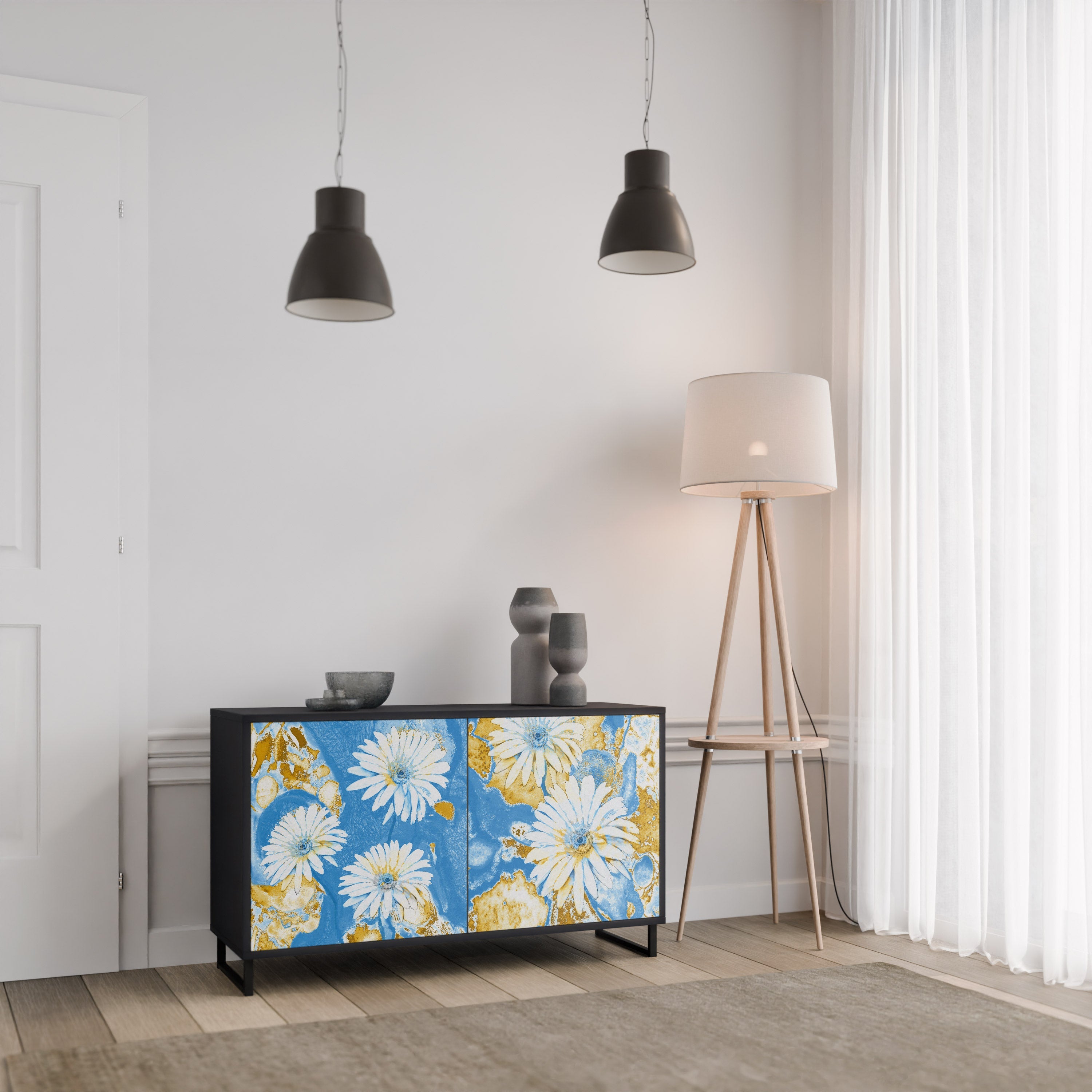 Μπουφές DAISY LUXE με 2 πόρτες σε μαύρο φινίρισμα