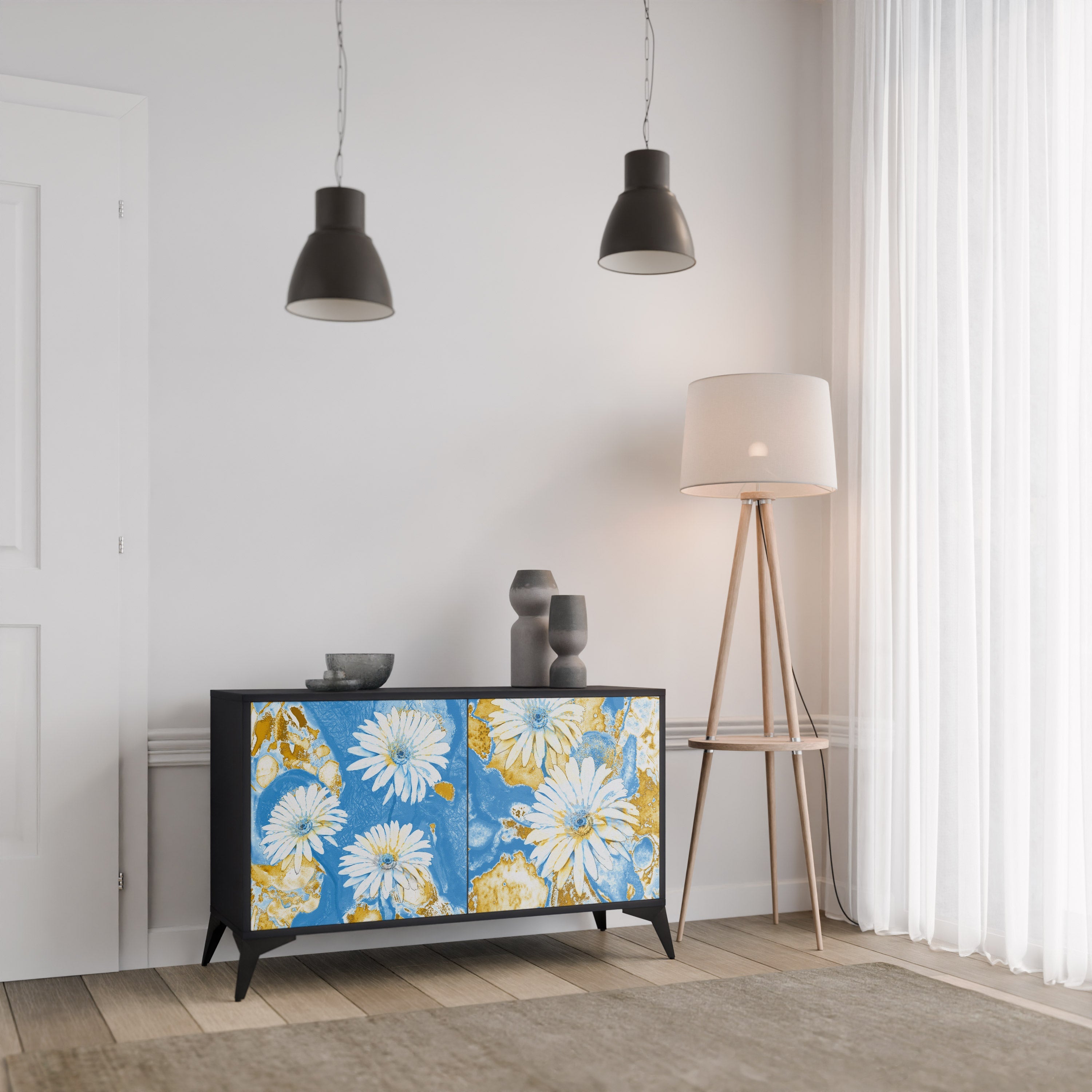 Μπουφές DAISY LUXE με 2 πόρτες σε μαύρο φινίρισμα