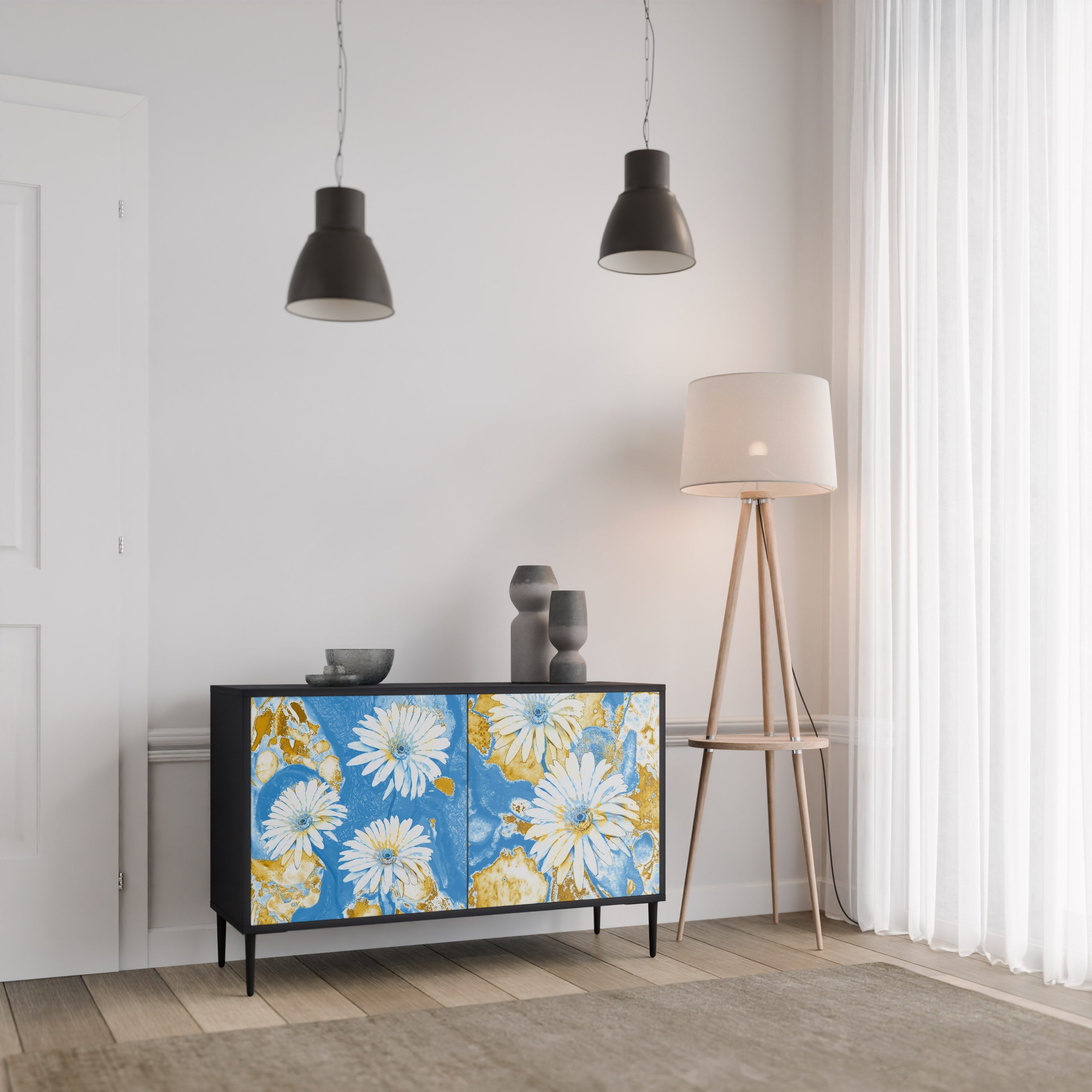 Μπουφές DAISY LUXE με 2 πόρτες σε μαύρο φινίρισμα