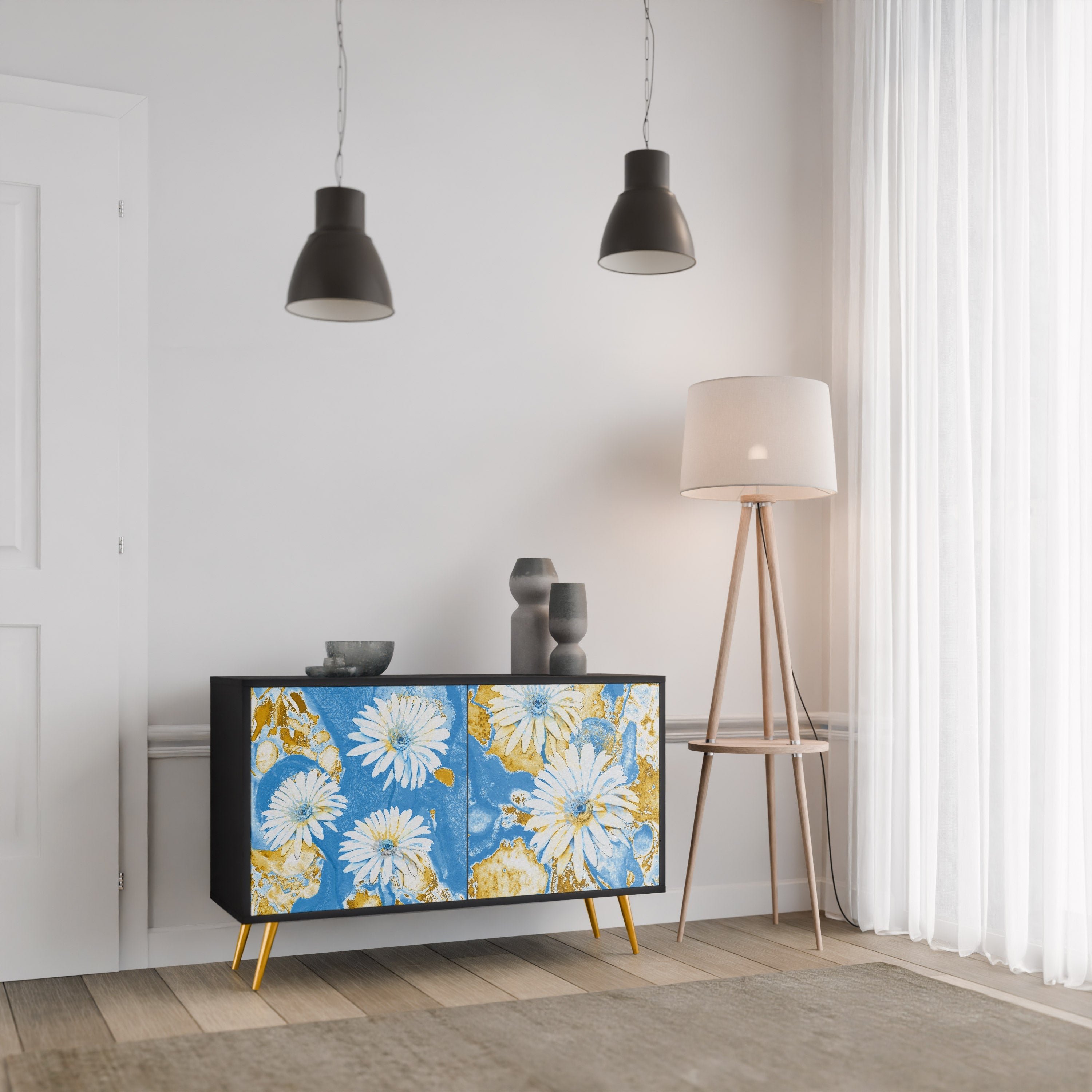 Μπουφές DAISY LUXE με 2 πόρτες σε μαύρο φινίρισμα