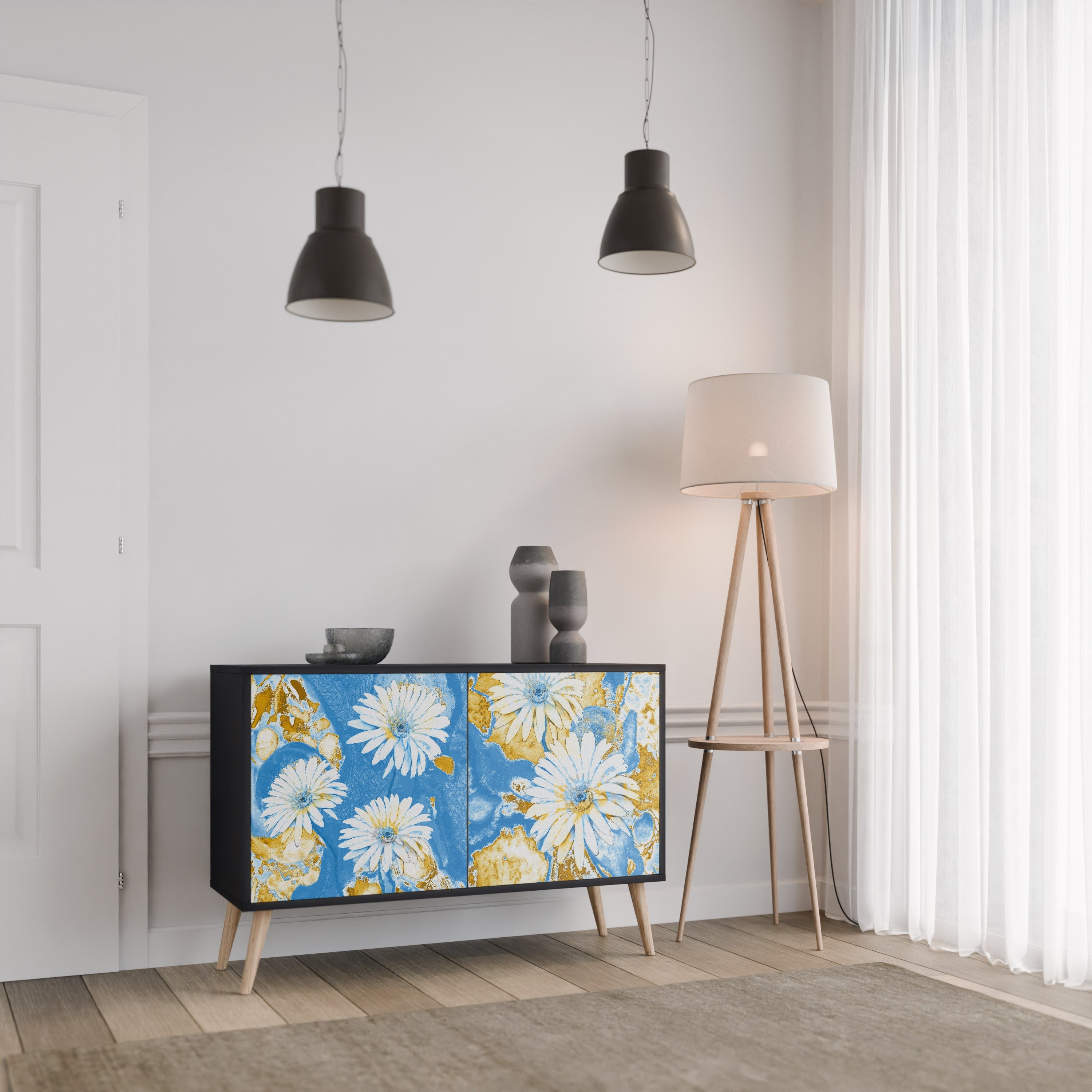 Μπουφές DAISY LUXE με 2 πόρτες σε μαύρο φινίρισμα
