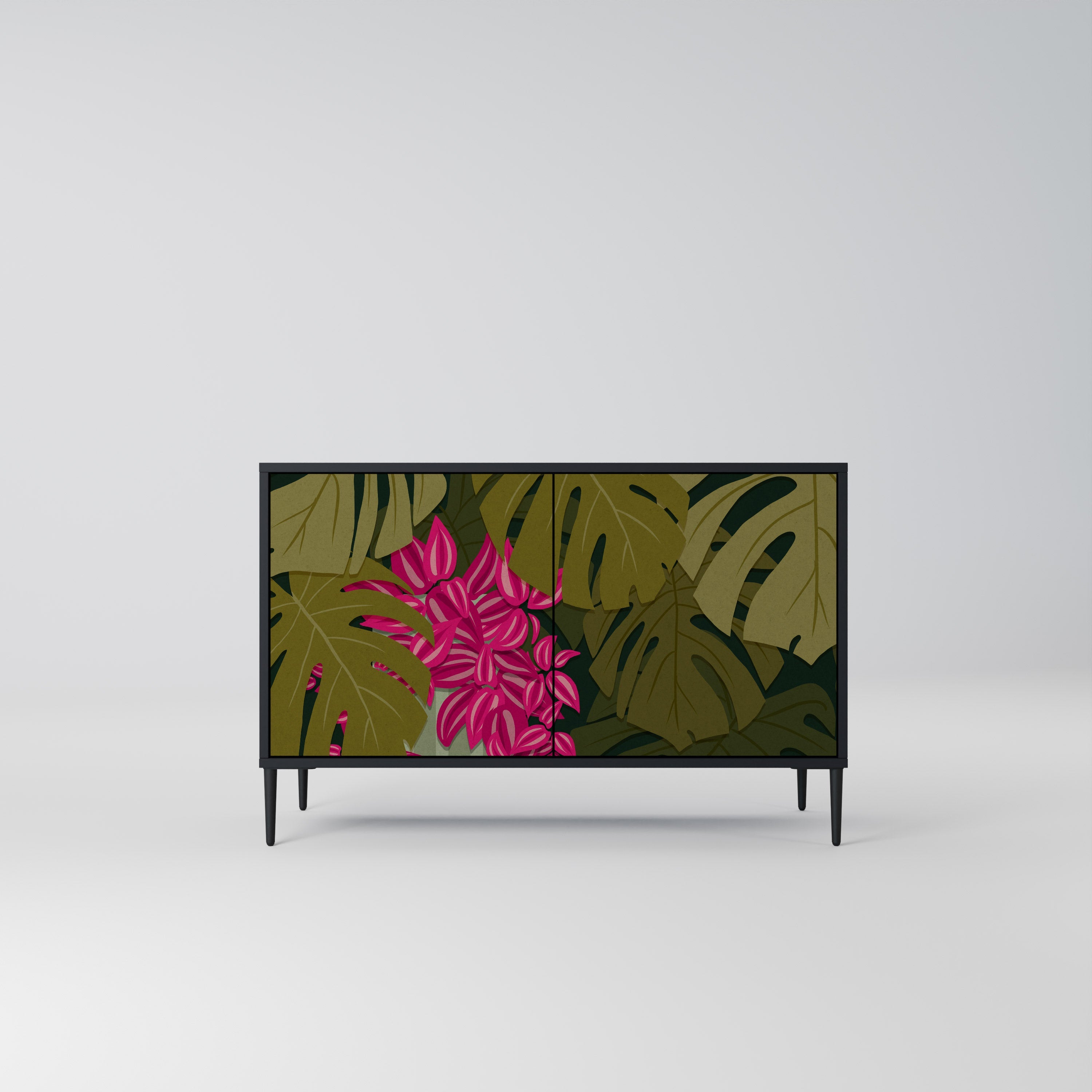 Μπουφές TROPICAL BEAUTY με 2 πόρτες σε μαύρο φινίρισμα