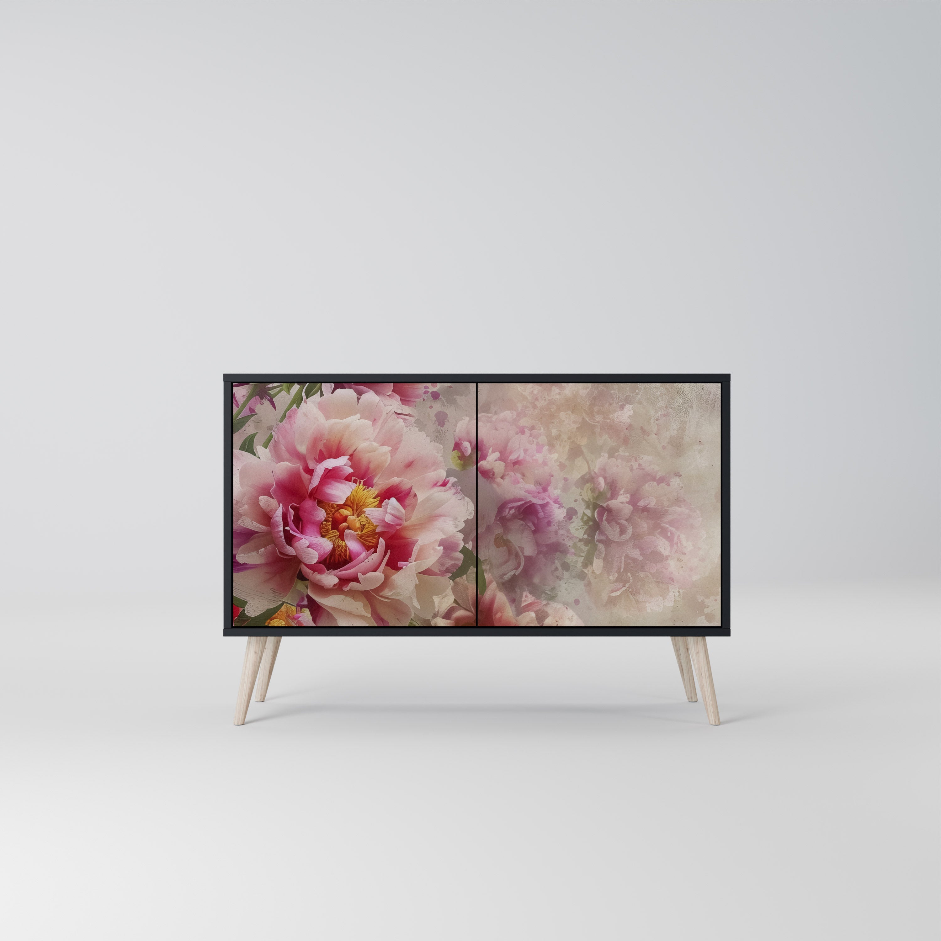 PEONY WHISPER 2-Door Sideboard in Black Finish