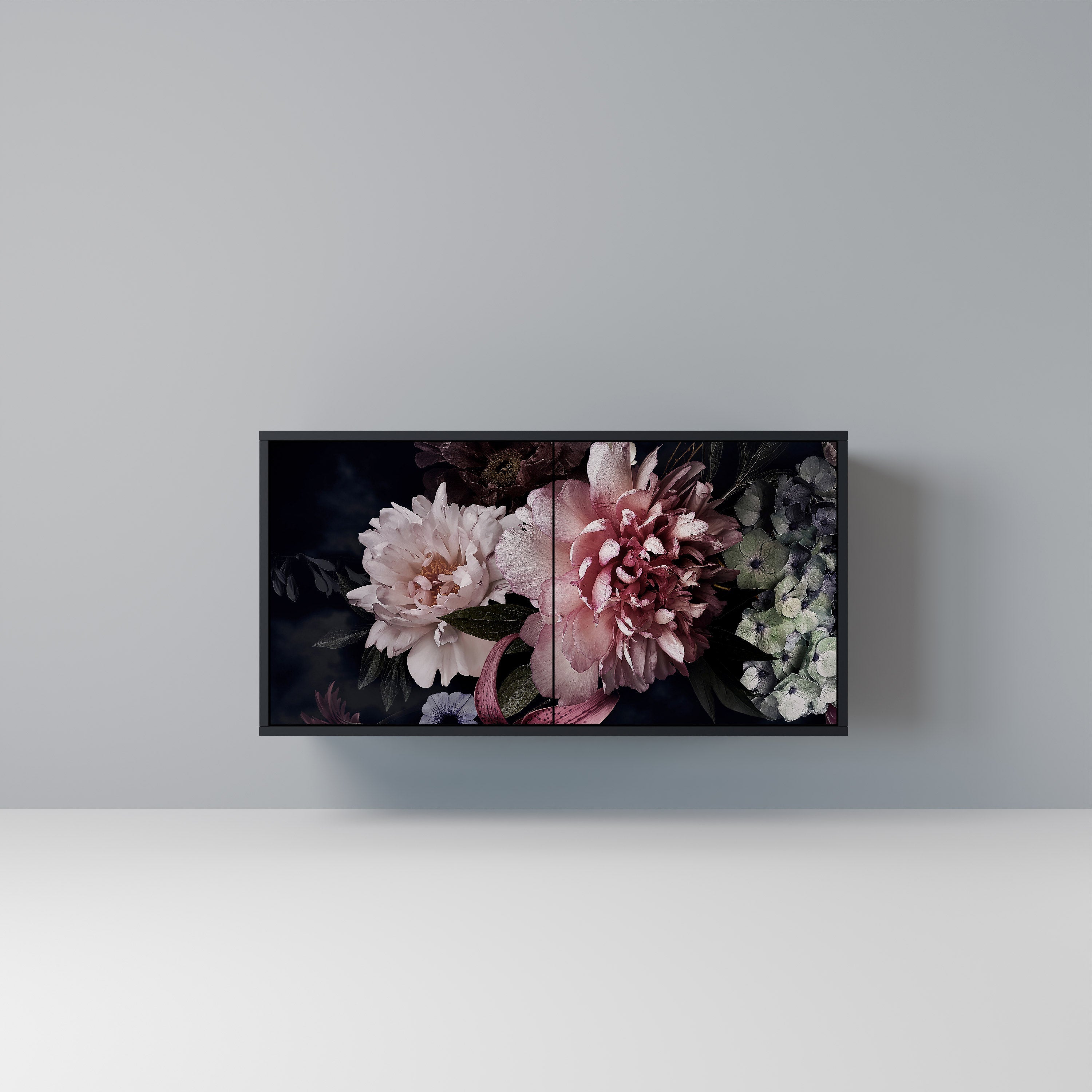 Μπουφές PURE BLOSSOM με 2 πόρτες σε μαύρο φινίρισμα