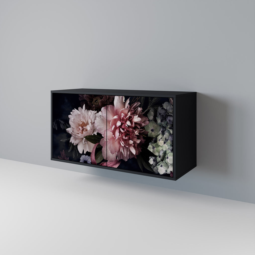 Μπουφές PURE BLOSSOM με 2 πόρτες σε μαύρο φινίρισμα