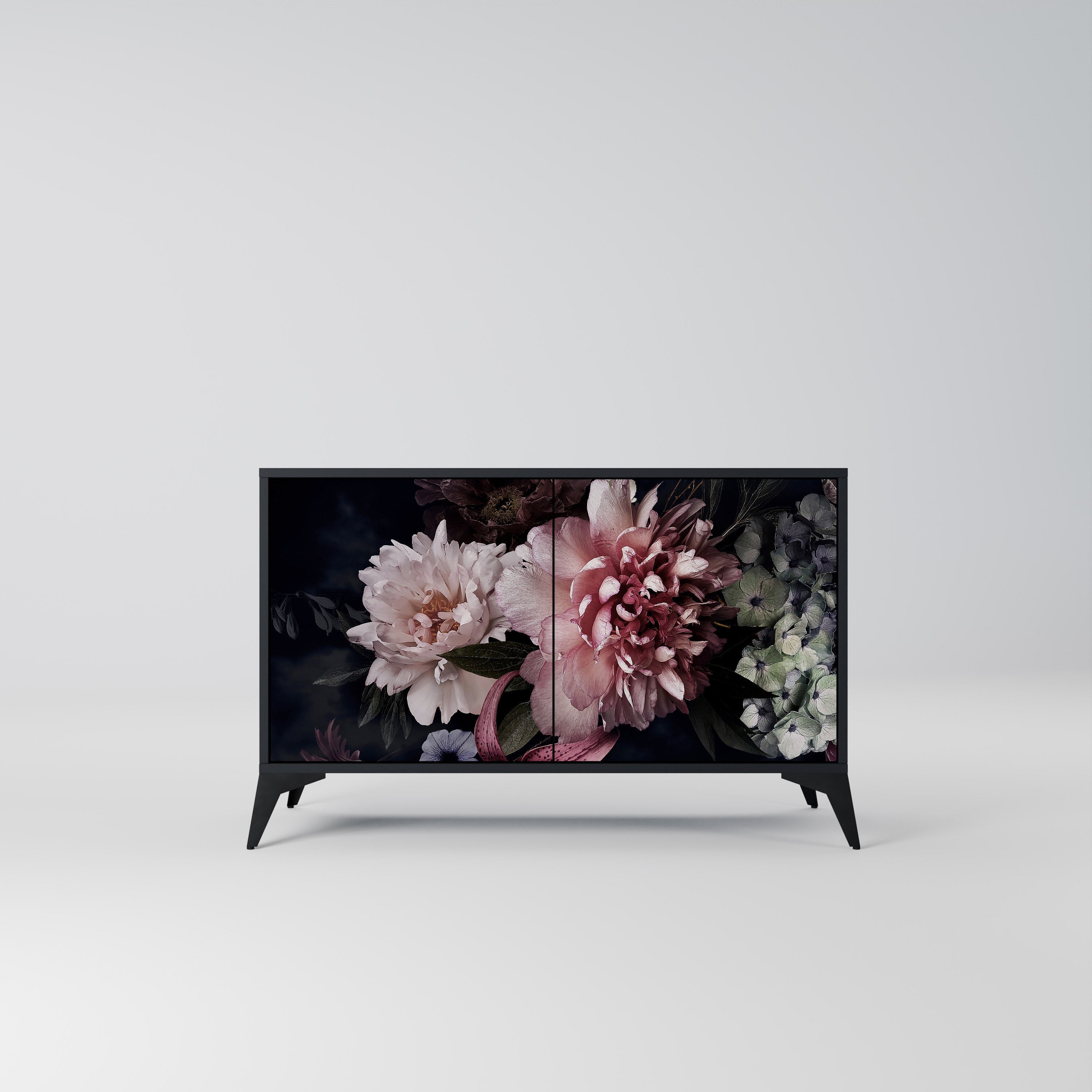 Μπουφές PURE BLOSSOM με 2 πόρτες σε μαύρο φινίρισμα