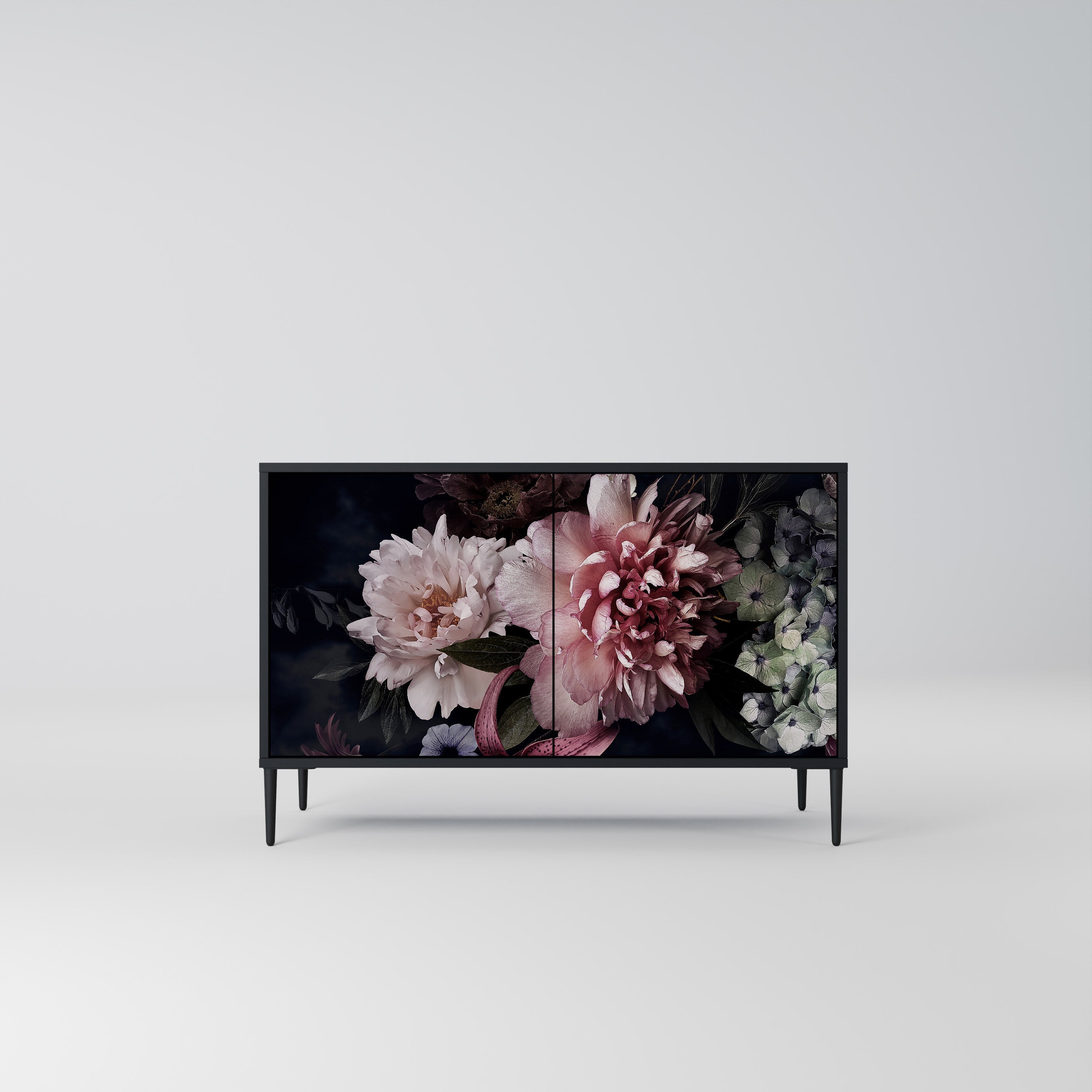 Μπουφές PURE BLOSSOM με 2 πόρτες σε μαύρο φινίρισμα