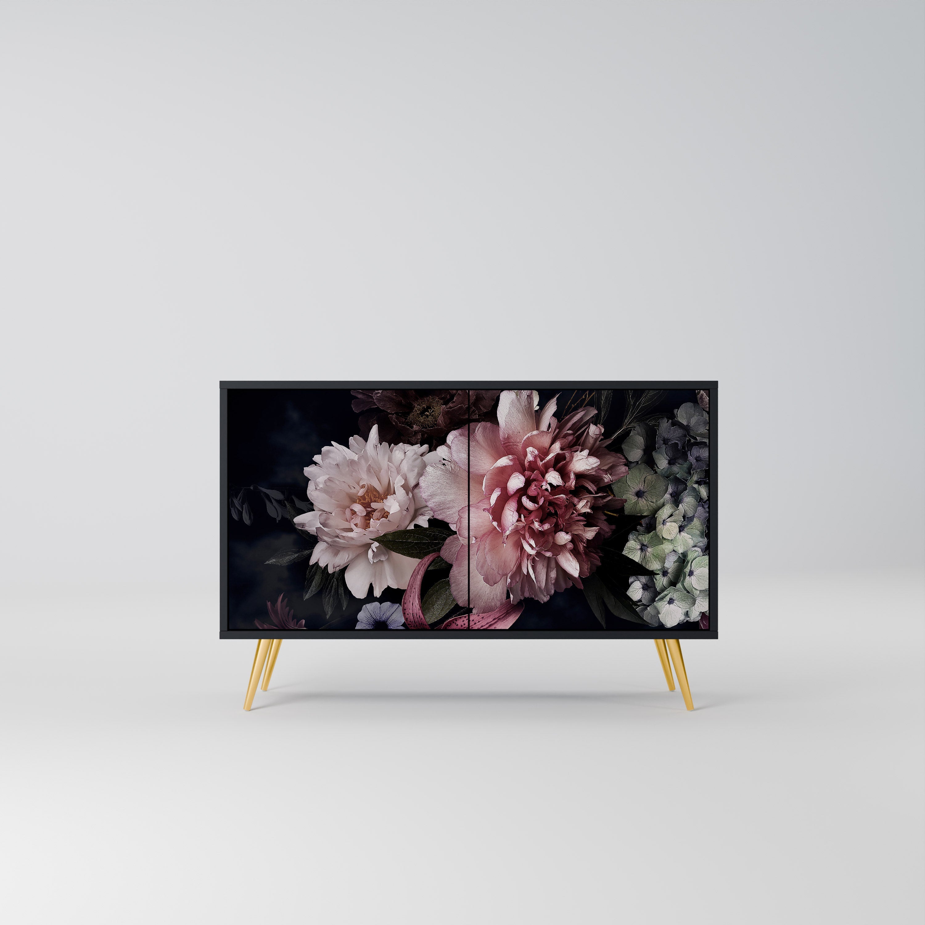 Μπουφές PURE BLOSSOM με 2 πόρτες σε μαύρο φινίρισμα
