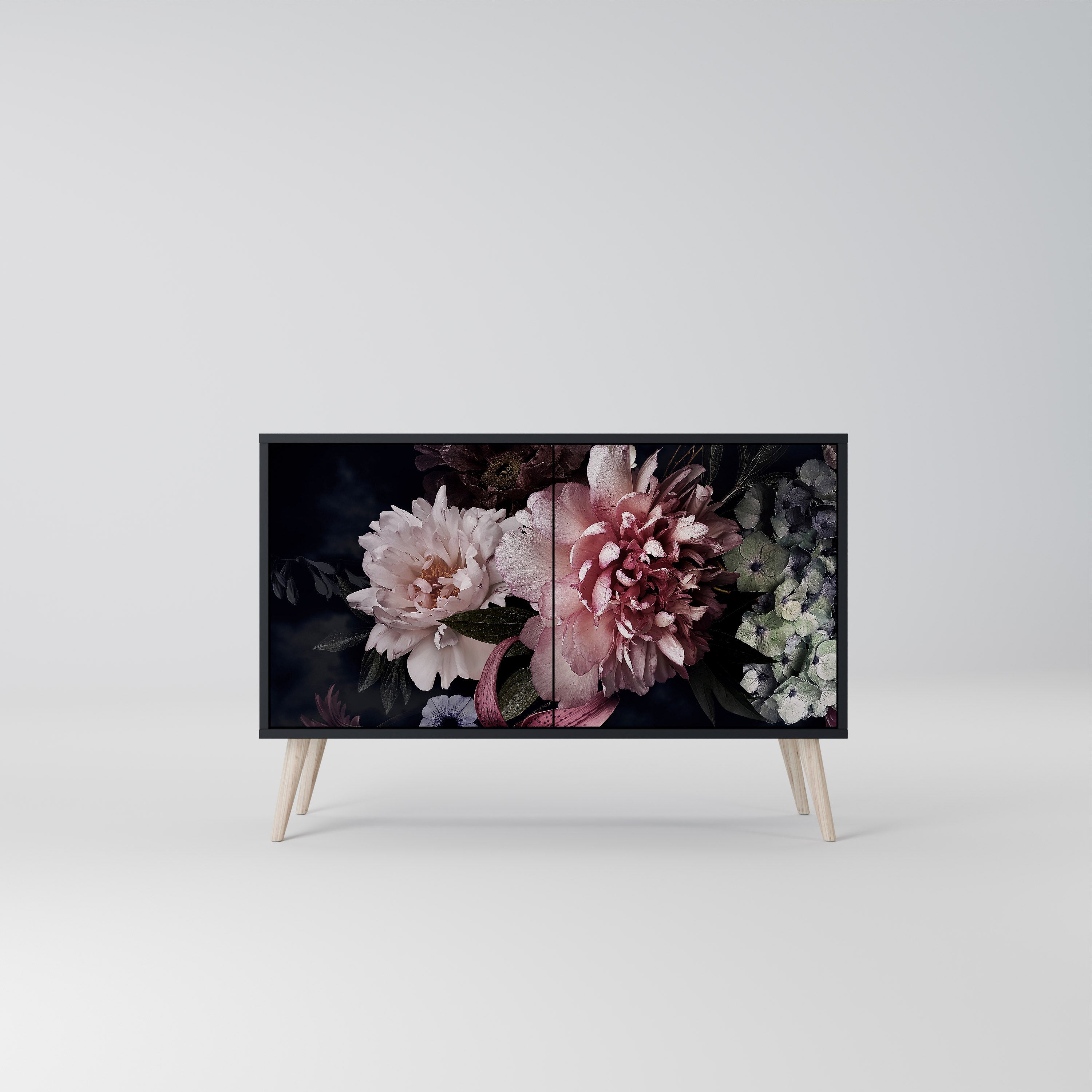 Μπουφές PURE BLOSSOM με 2 πόρτες σε μαύρο φινίρισμα