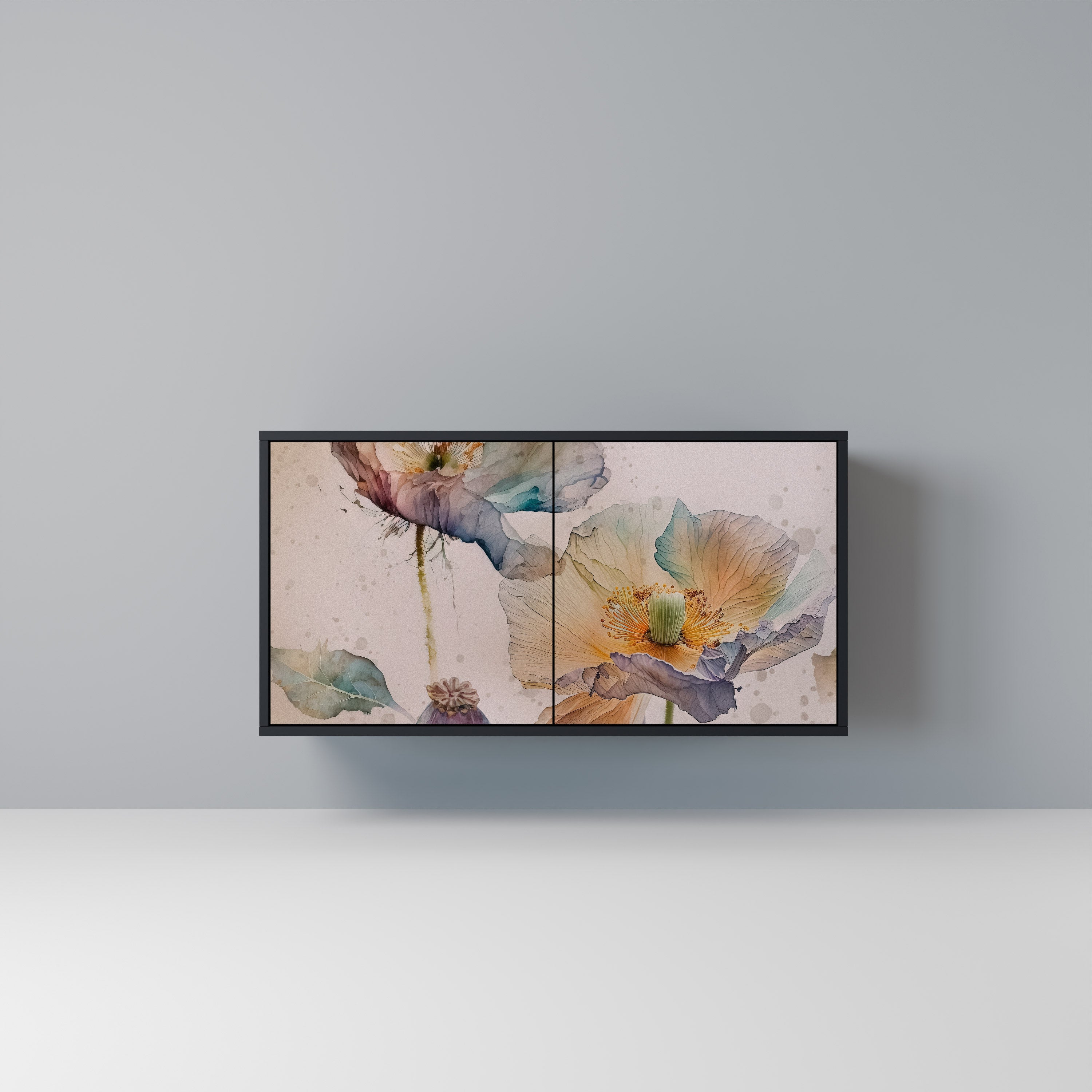 Μπουφές SOFTEN POPPY με 2 πόρτες σε μαύρο φινίρισμα