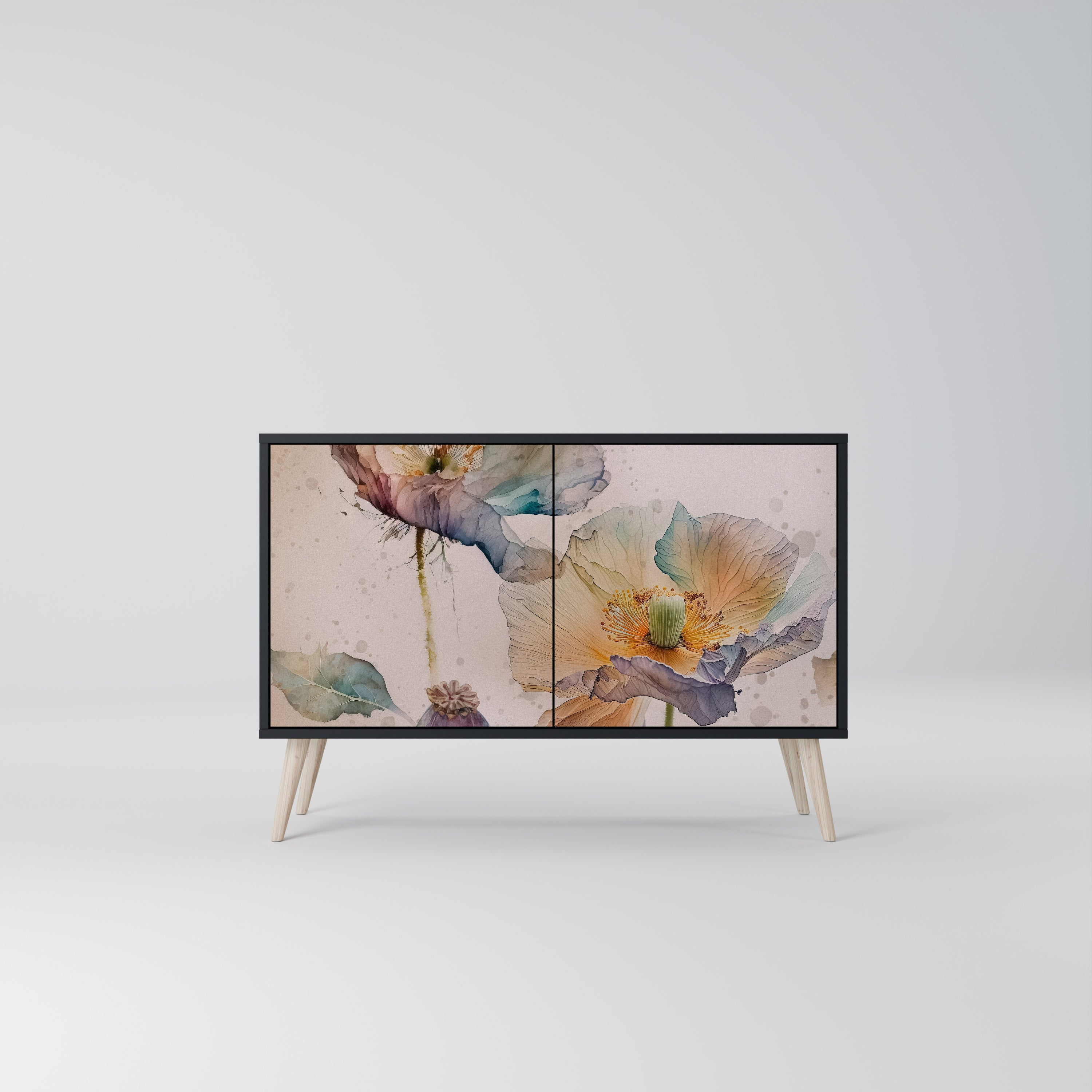 Μπουφές SOFTEN POPPY με 2 πόρτες σε μαύρο φινίρισμα