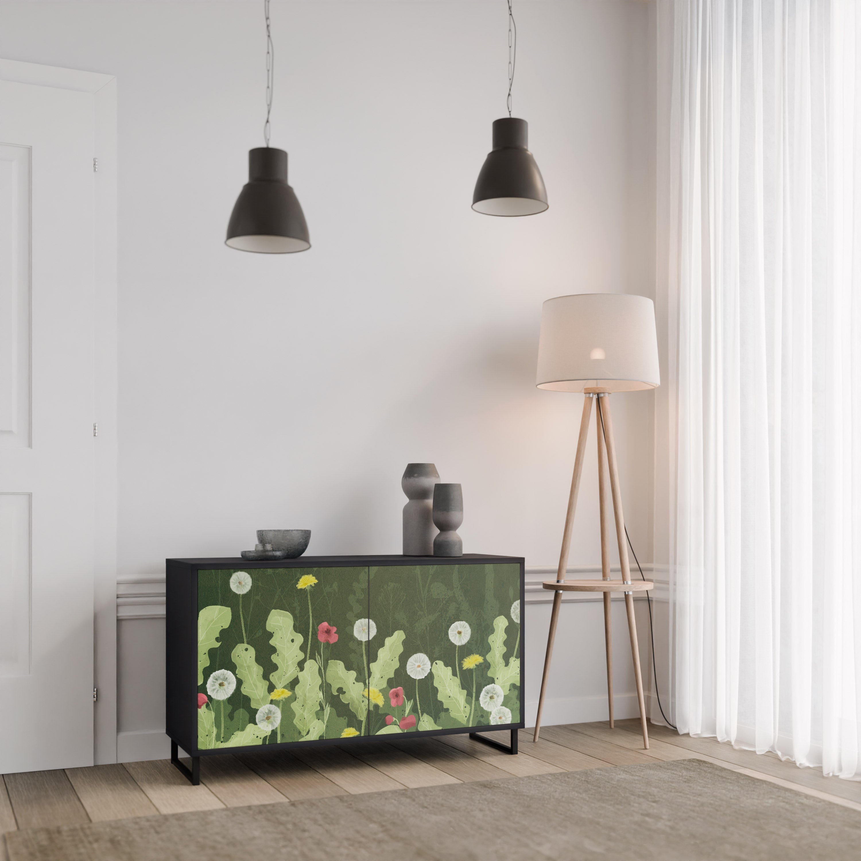 Μπουφές DANDELION AMUSE με 2 πόρτες σε μαύρο φινίρισμα