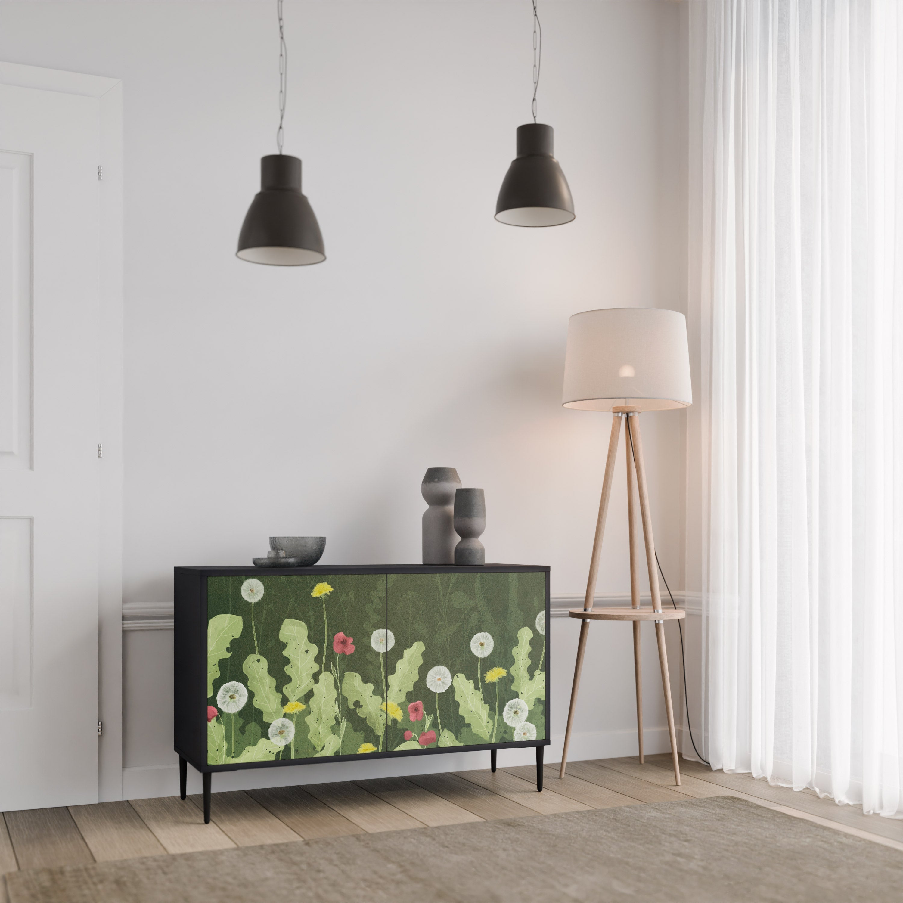 Μπουφές DANDELION AMUSE με 2 πόρτες σε μαύρο φινίρισμα