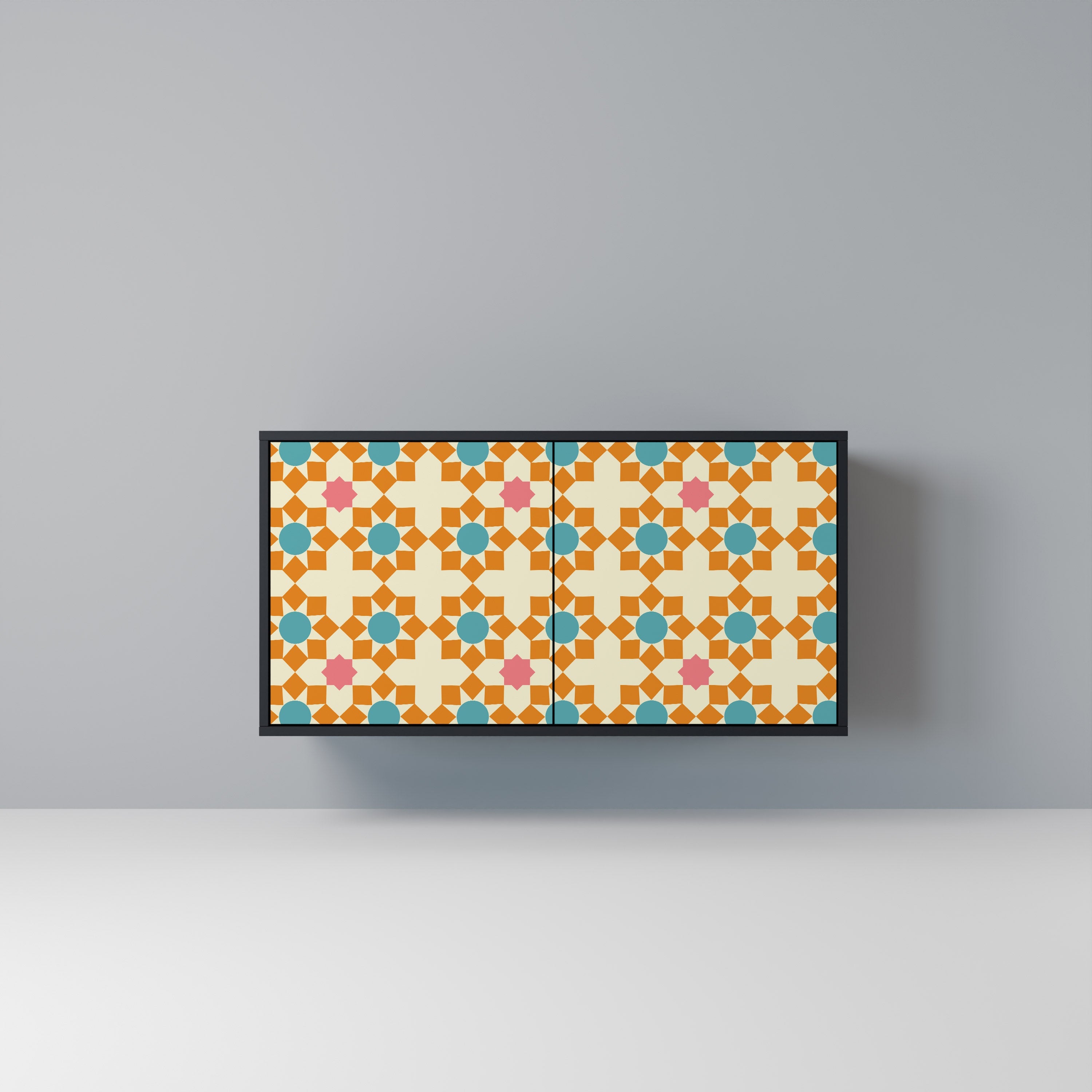 Μπουφές FLORAL DECOR με 2 πόρτες σε μαύρο φινίρισμα