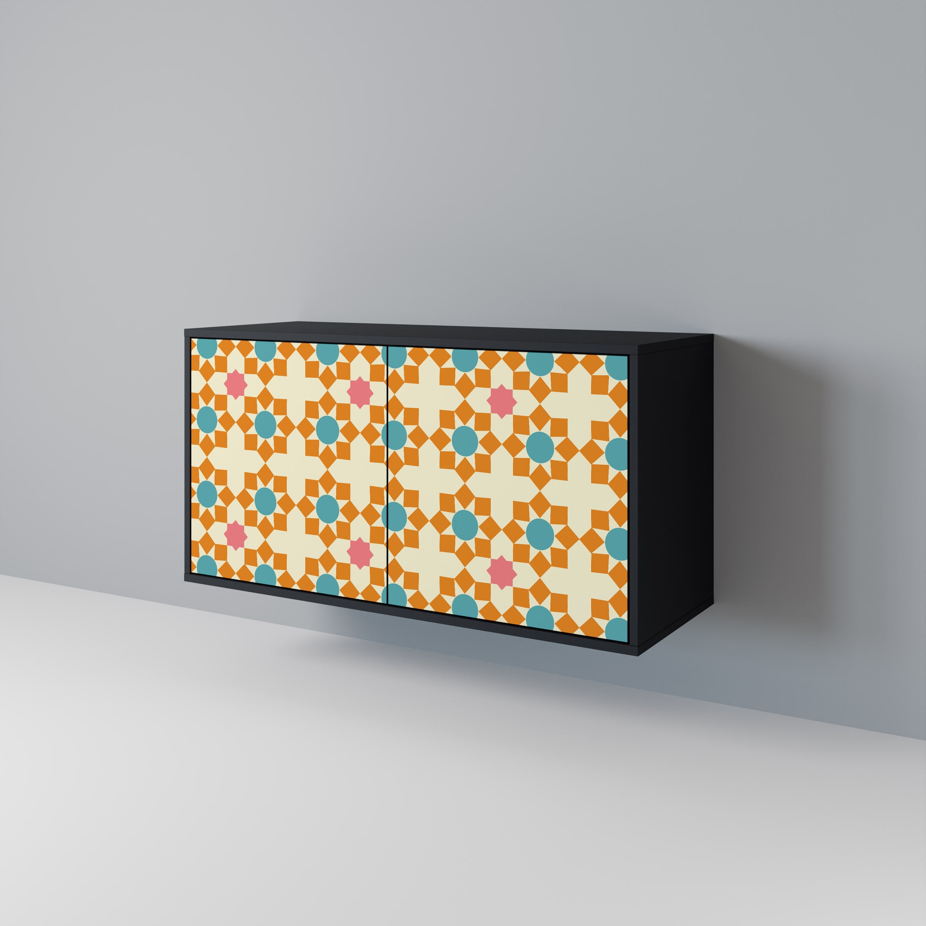 Μπουφές FLORAL DECOR με 2 πόρτες σε μαύρο φινίρισμα