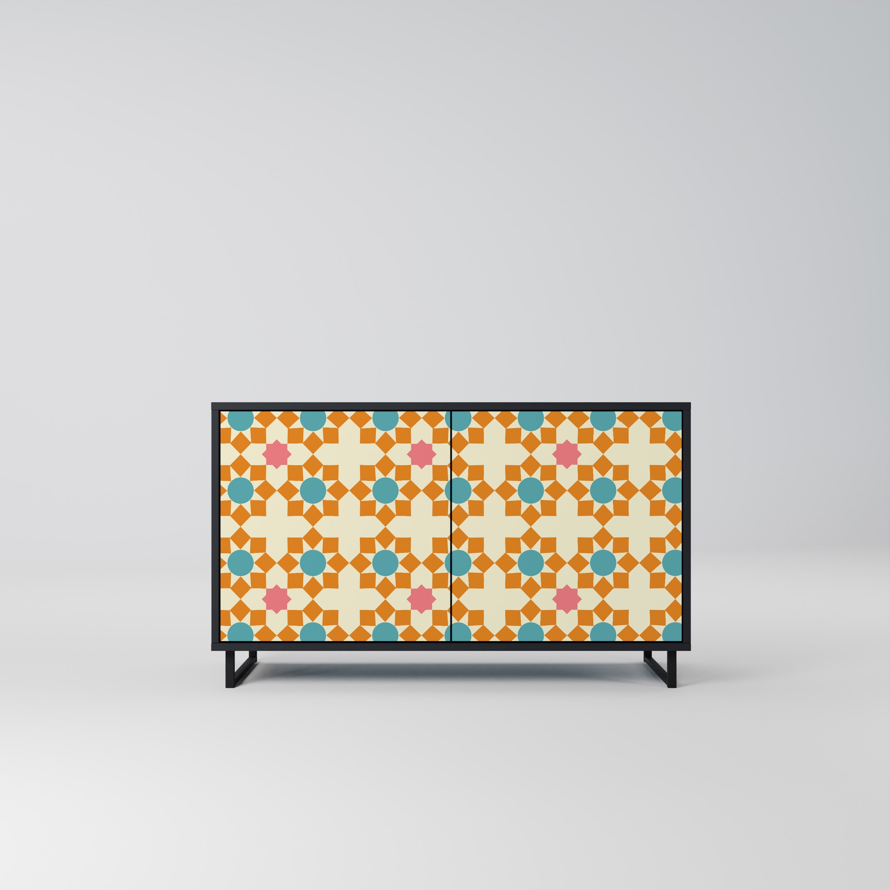 Μπουφές FLORAL DECOR με 2 πόρτες σε μαύρο φινίρισμα