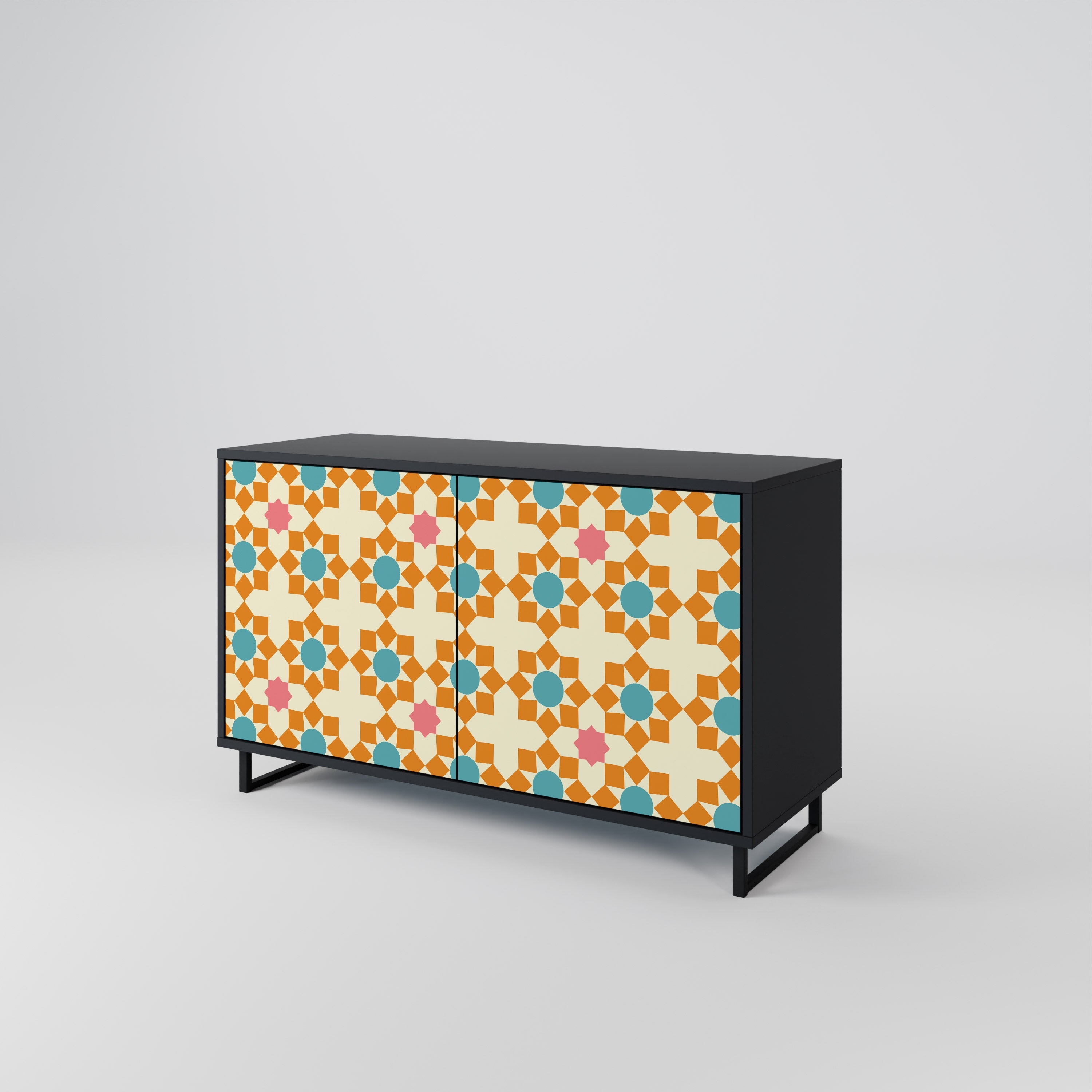 Μπουφές FLORAL DECOR με 2 πόρτες σε μαύρο φινίρισμα