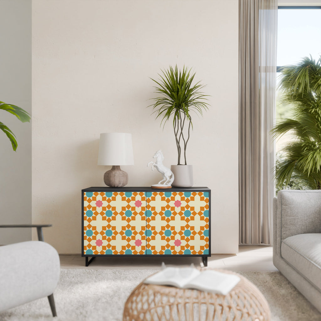 Μπουφές FLORAL DECOR με 2 πόρτες σε μαύρο φινίρισμα