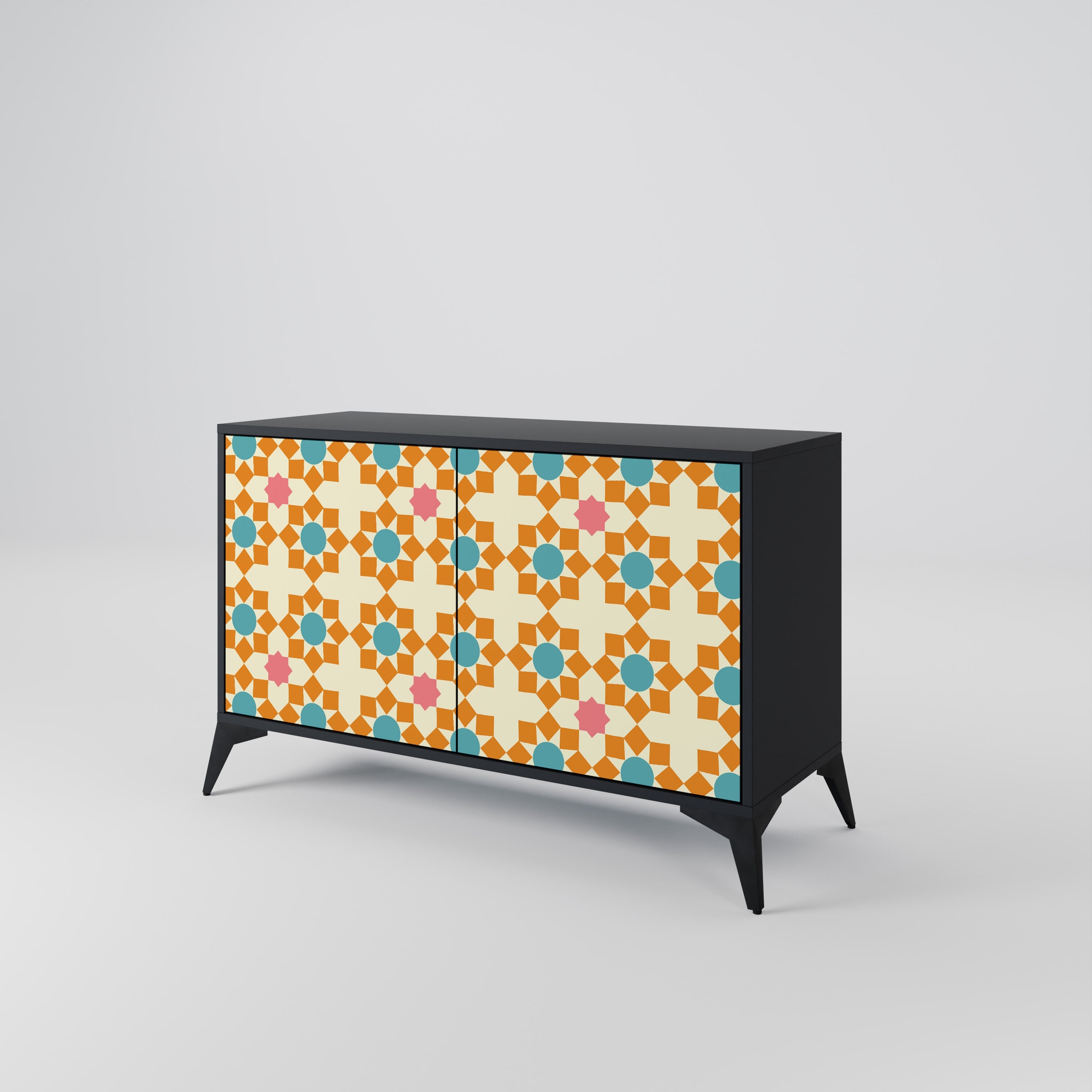 Μπουφές FLORAL DECOR με 2 πόρτες σε μαύρο φινίρισμα