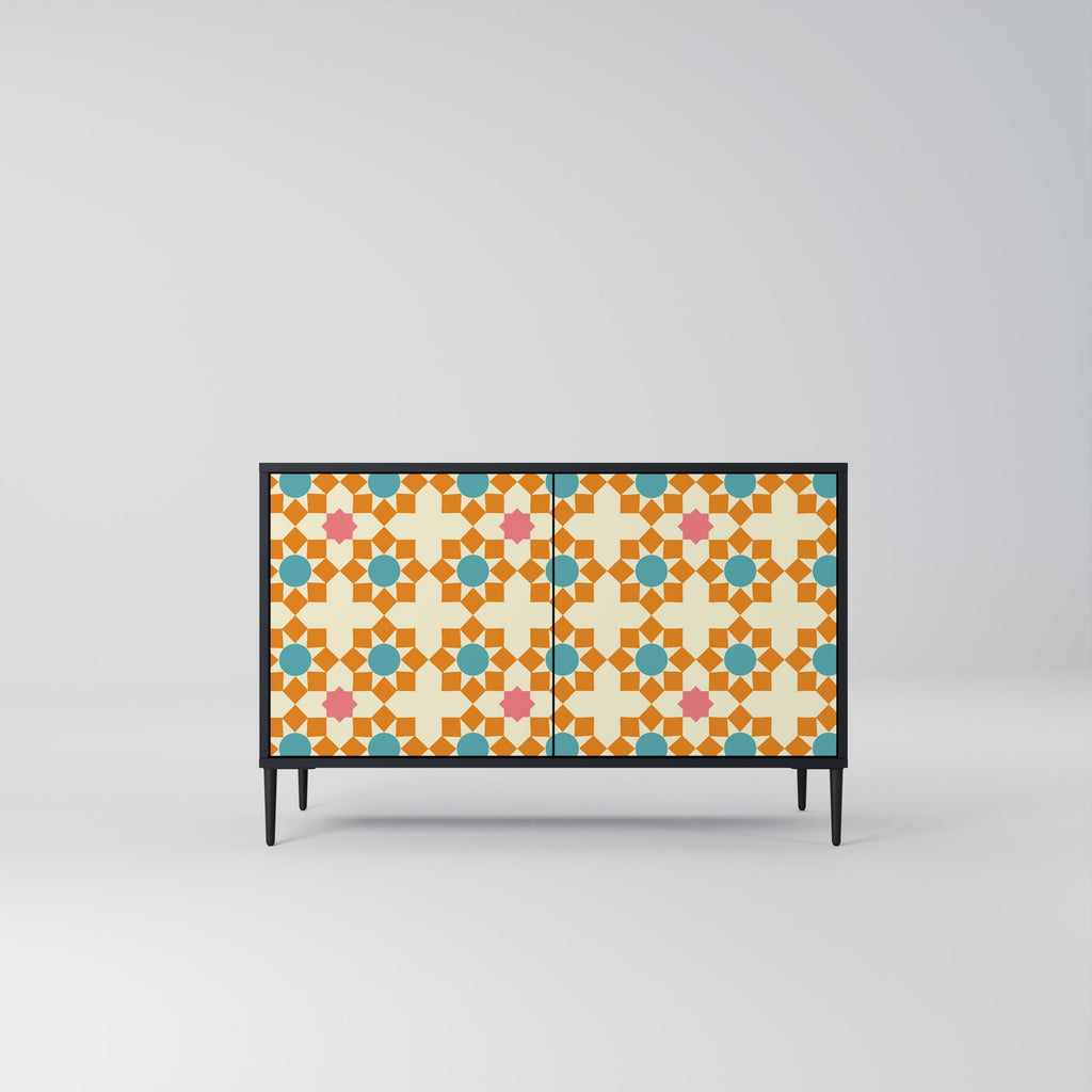 Μπουφές FLORAL DECOR με 2 πόρτες σε μαύρο φινίρισμα
