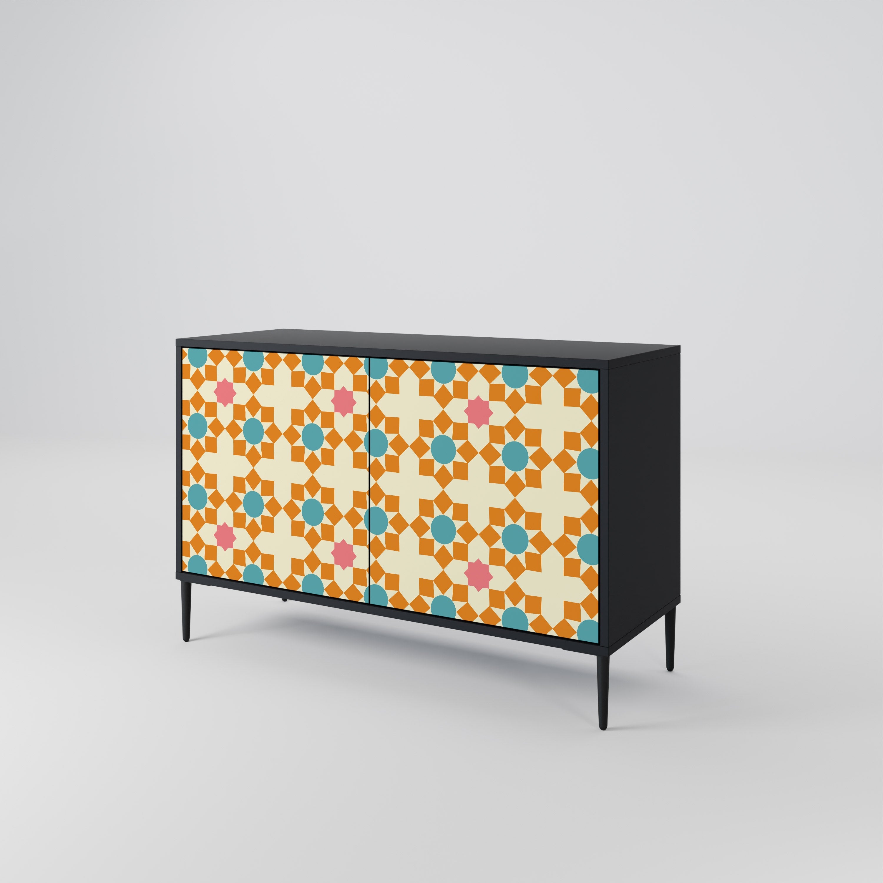 Μπουφές FLORAL DECOR με 2 πόρτες σε μαύρο φινίρισμα