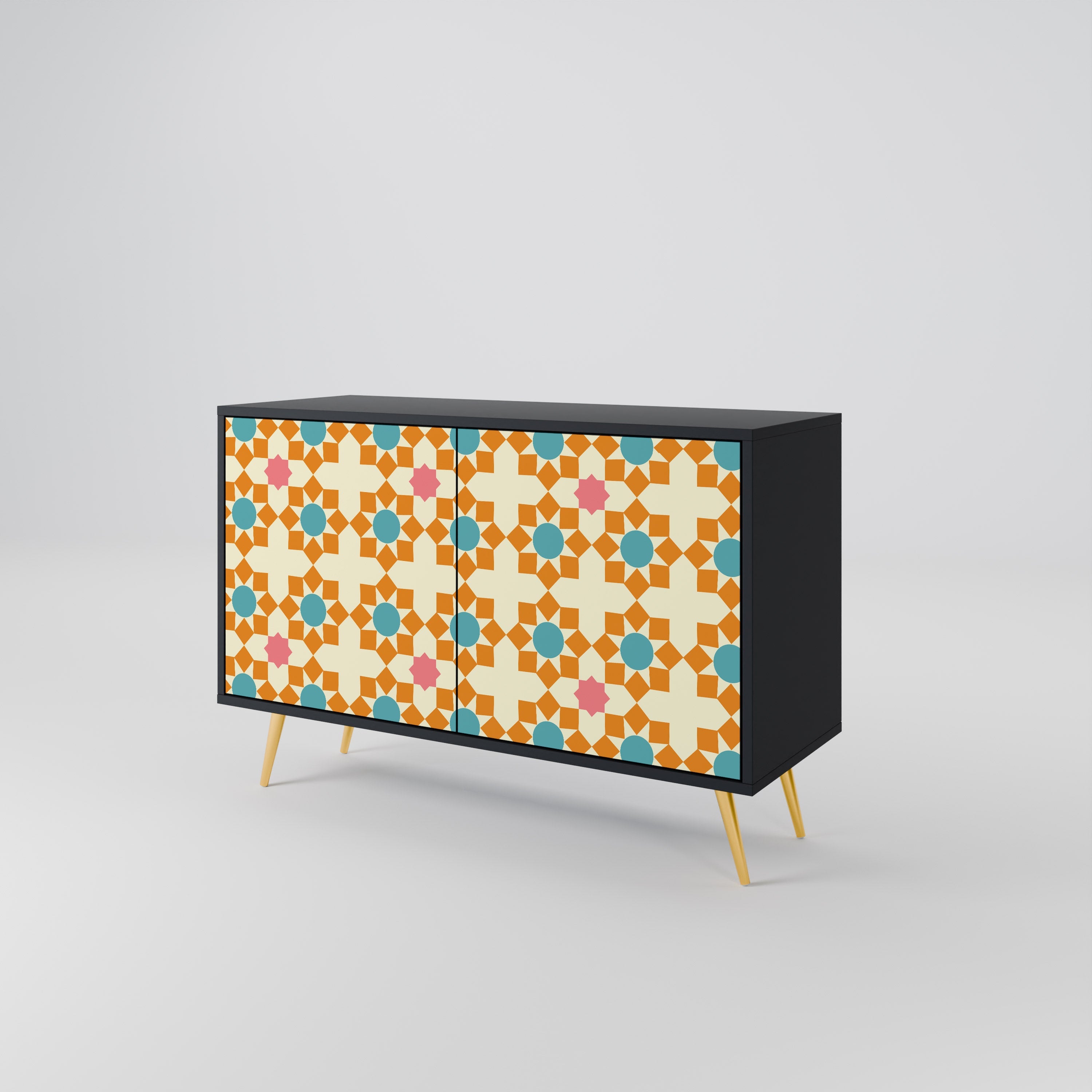 Μπουφές FLORAL DECOR με 2 πόρτες σε μαύρο φινίρισμα
