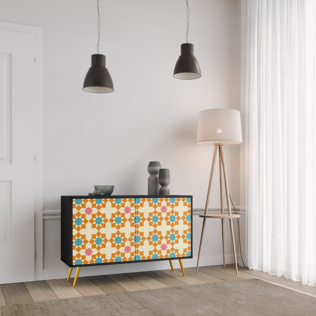Μπουφές FLORAL DECOR με 2 πόρτες σε μαύρο φινίρισμα