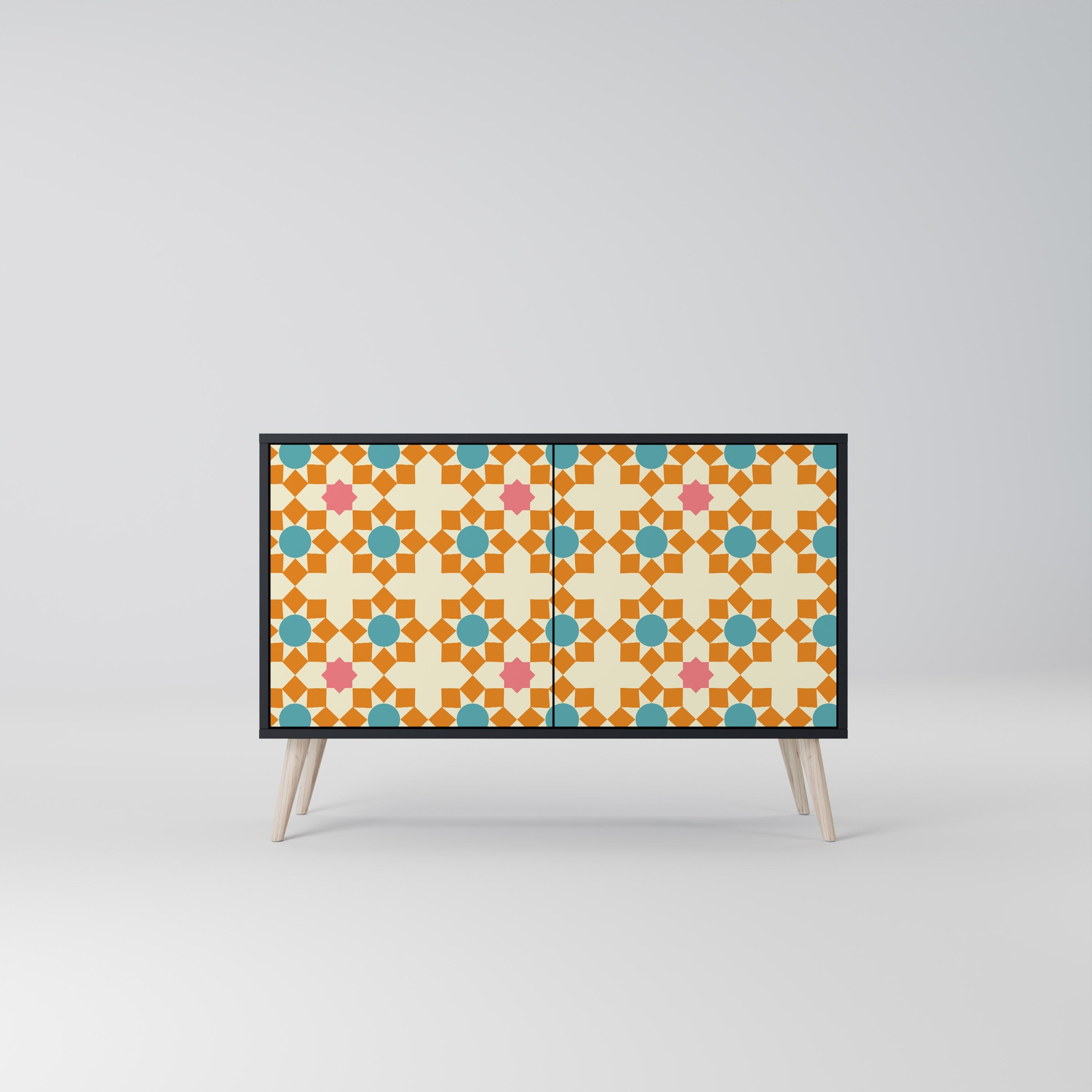 Μπουφές FLORAL DECOR με 2 πόρτες σε μαύρο φινίρισμα