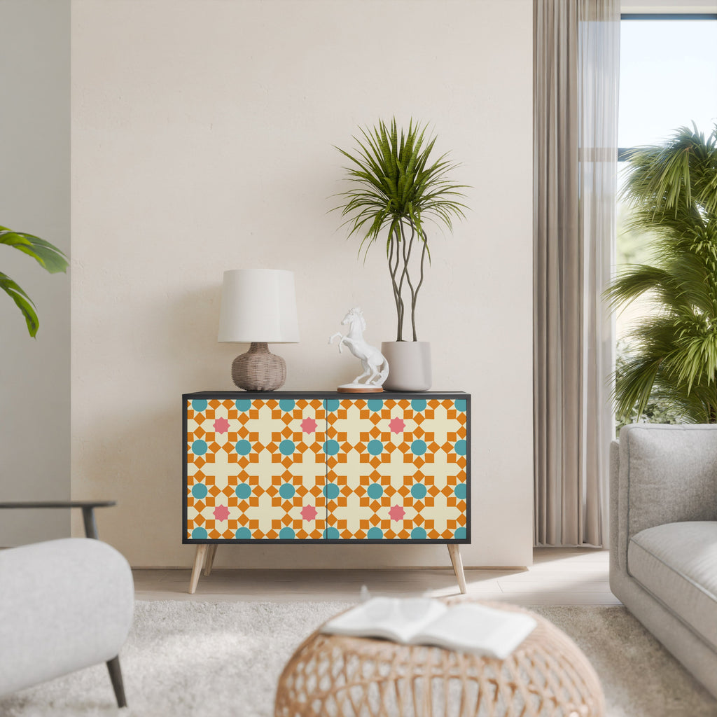 Μπουφές FLORAL DECOR με 2 πόρτες σε μαύρο φινίρισμα
