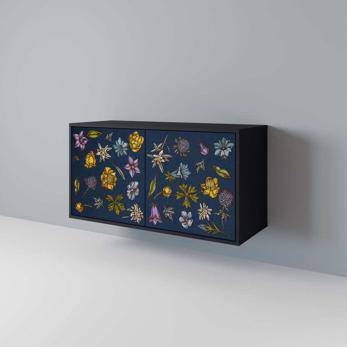FLOWERS ON NAVY BLUE Μπουφές 2-θυρών