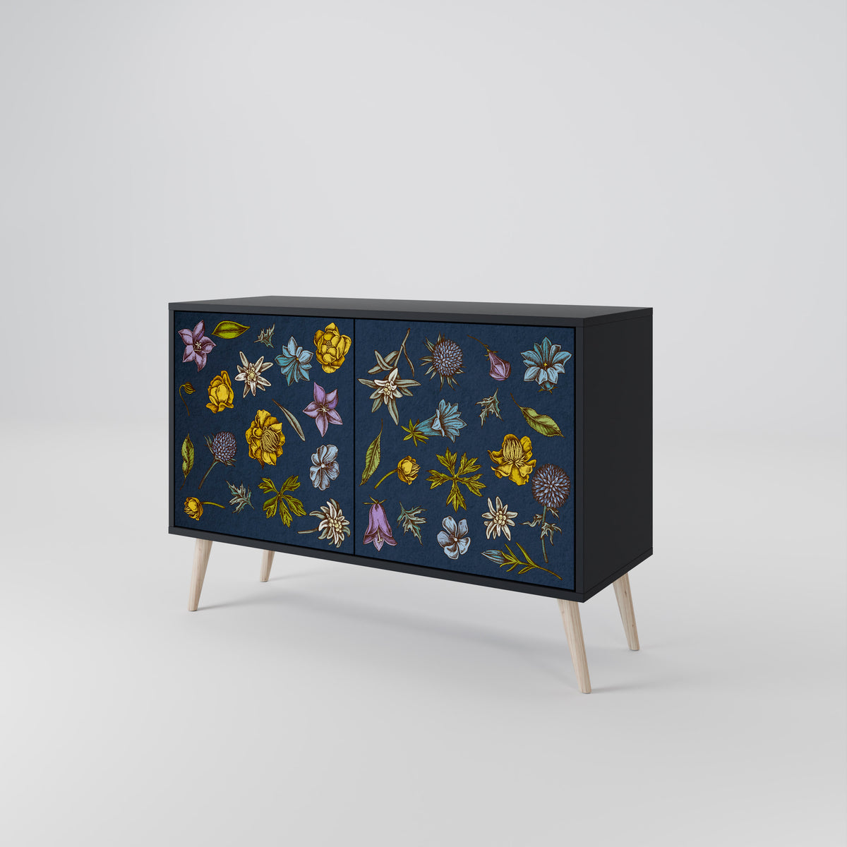 FLOWERS ON NAVY BLUE Μπουφές 2-θυρών