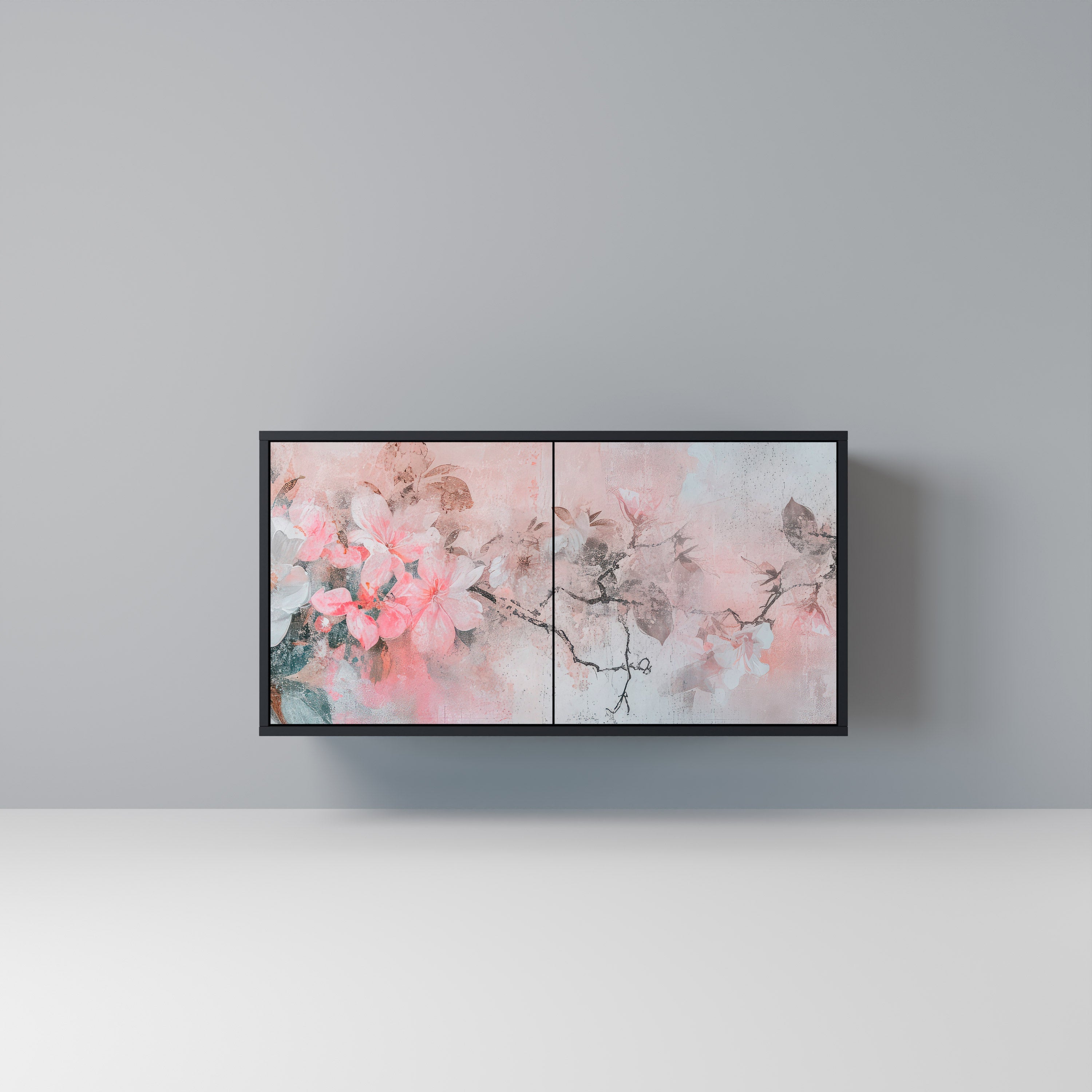 Μπουφές με 2 πόρτες CHERRY BLOSSOM σε μαύρο φινίρισμα