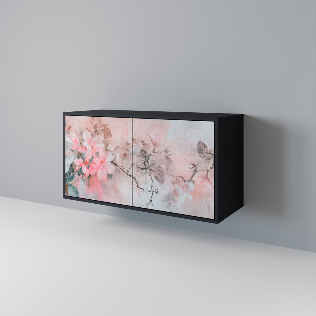 Μπουφές με 2 πόρτες CHERRY BLOSSOM σε μαύρο φινίρισμα