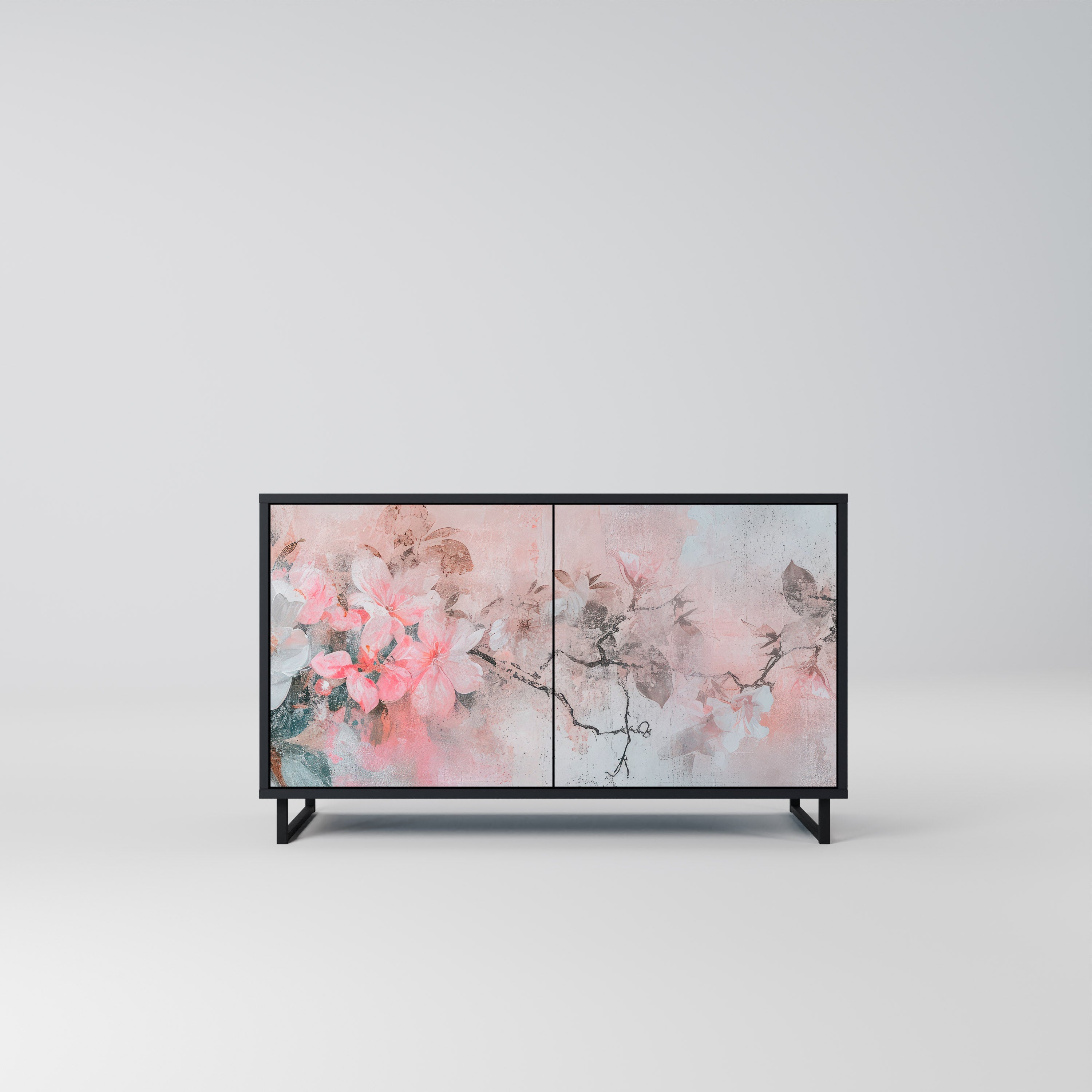 Μπουφές με 2 πόρτες CHERRY BLOSSOM σε μαύρο φινίρισμα